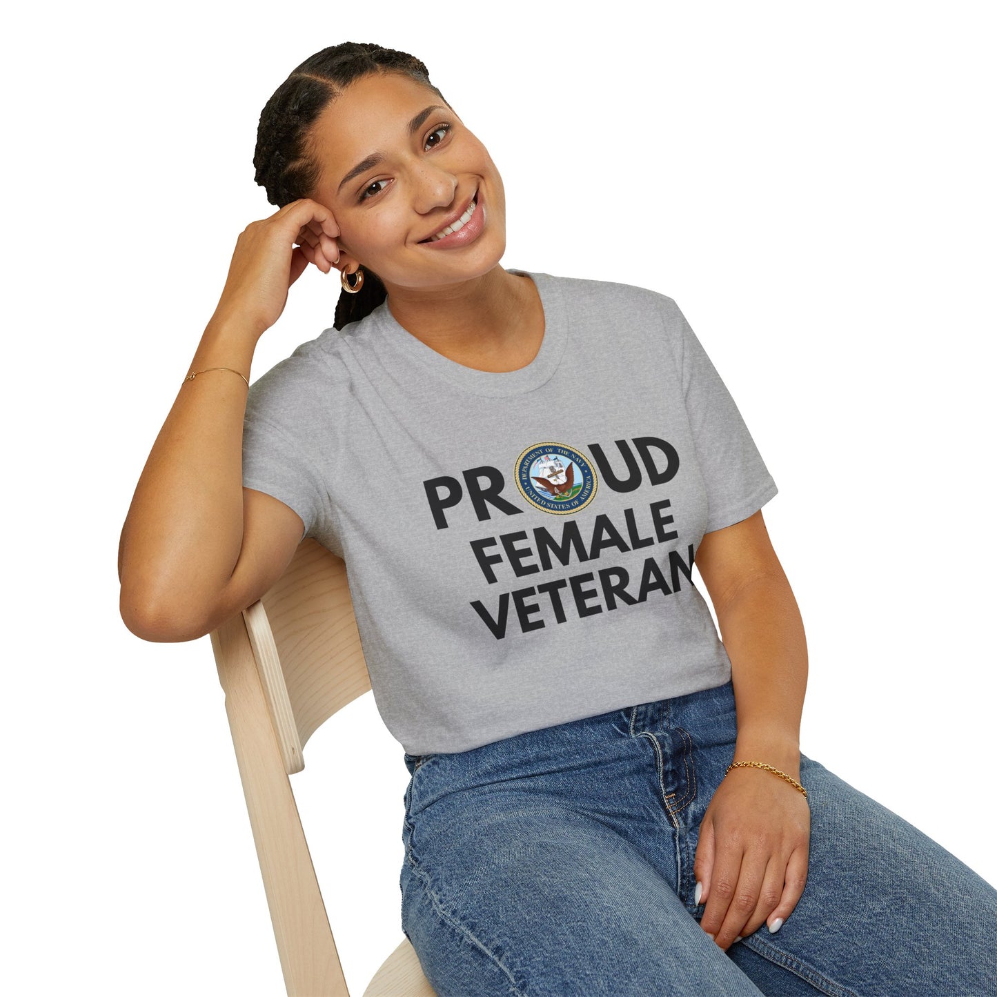 Navy Female Veteran - Unisex Softstyle T-Shirt