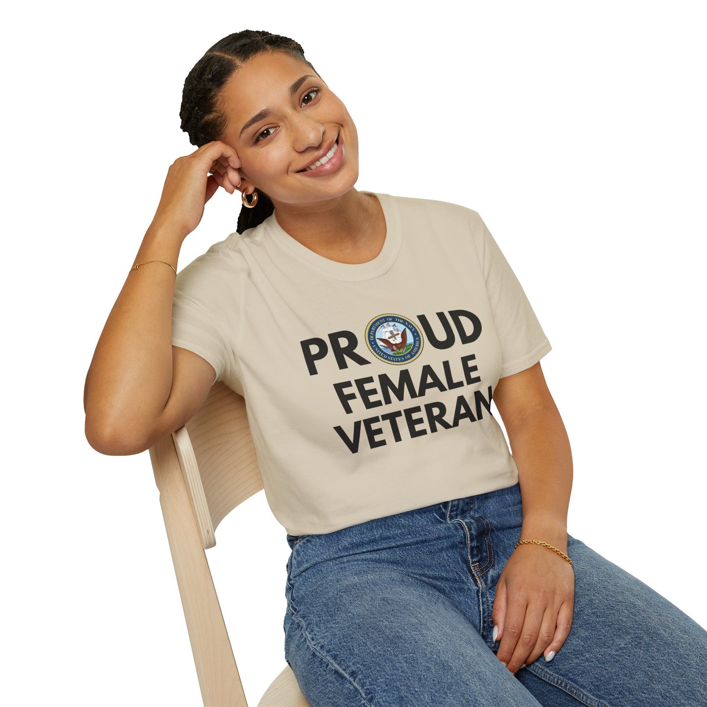 Navy Female Veteran - Unisex Softstyle T-Shirt