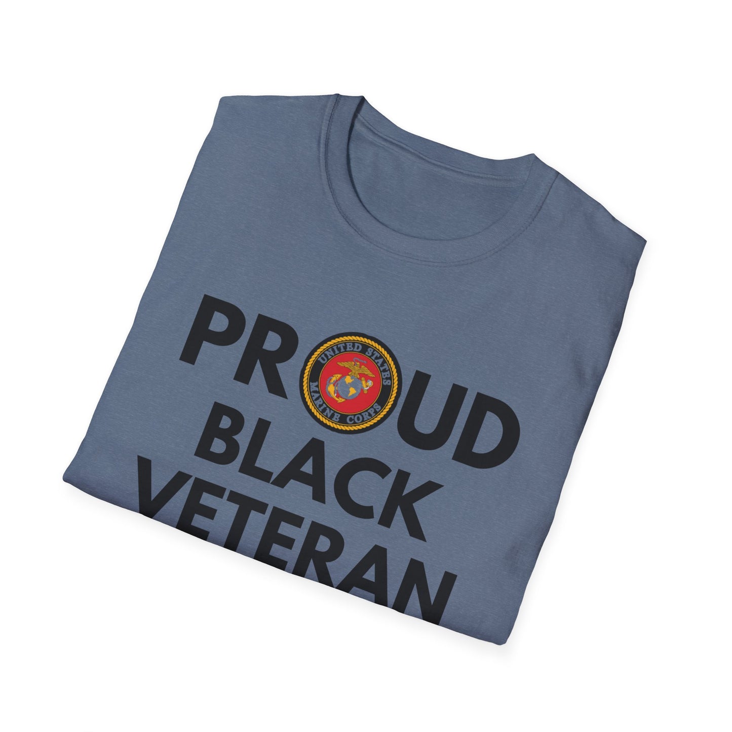 Marine Proud Black Veteran - Unisex Softstyle T-Shirt