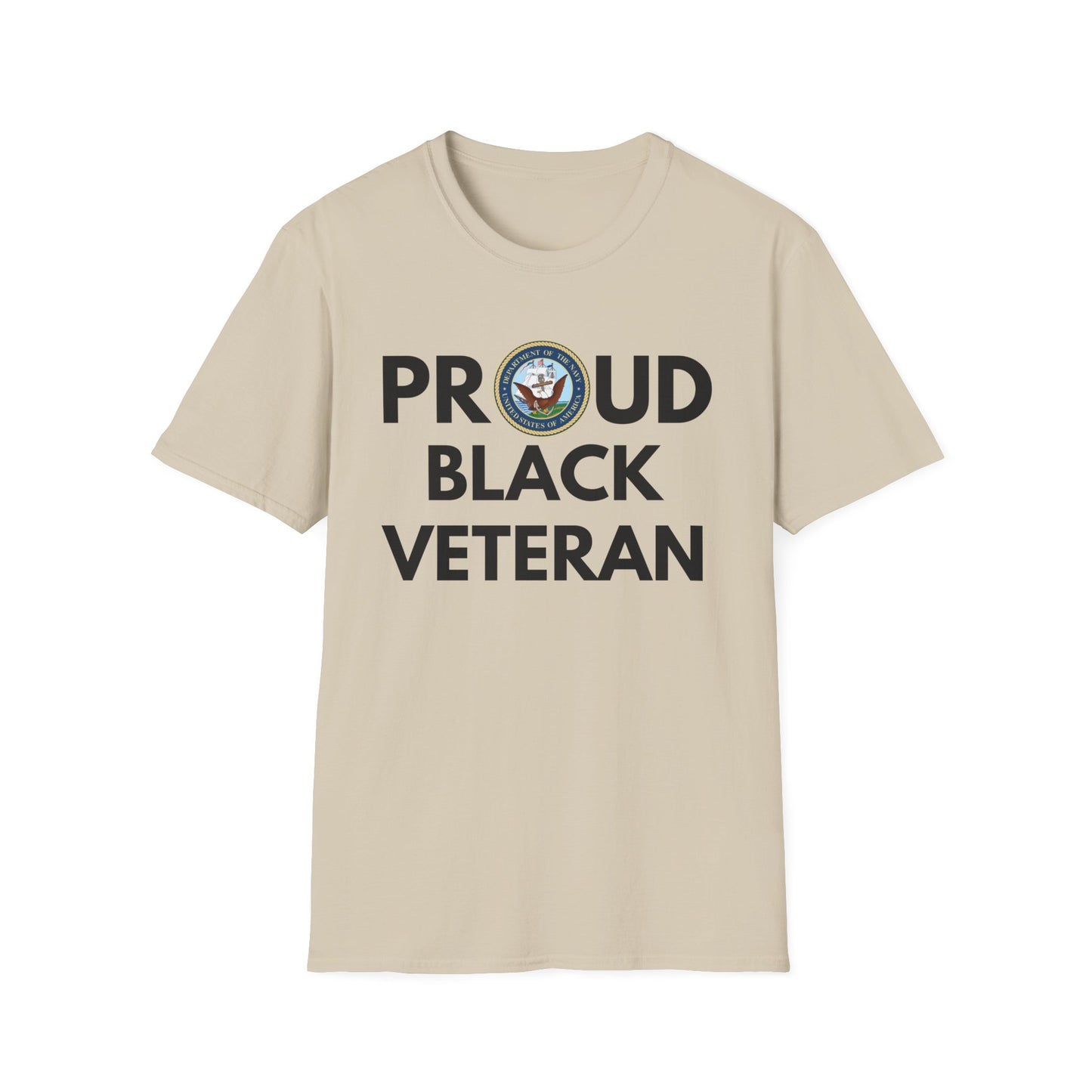 Navy Proud Black Veteran - Unisex Softstyle T-Shirt