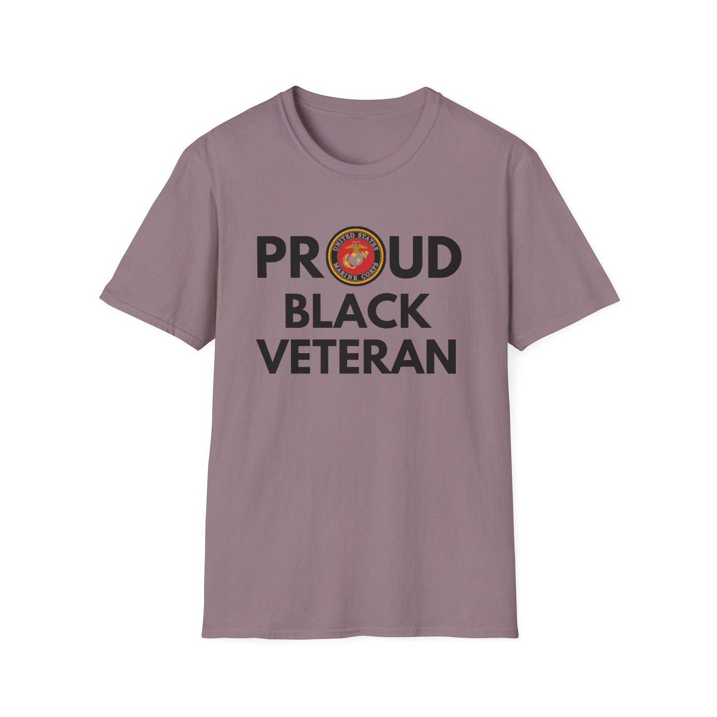 Marine Proud Black Veteran - Unisex Softstyle T-Shirt
