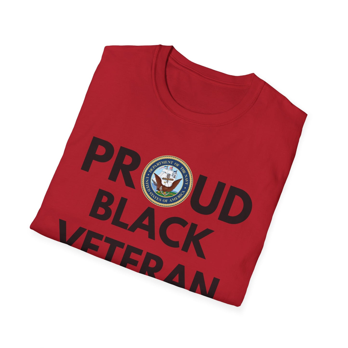 Navy Proud Black Veteran - Unisex Softstyle T-Shirt