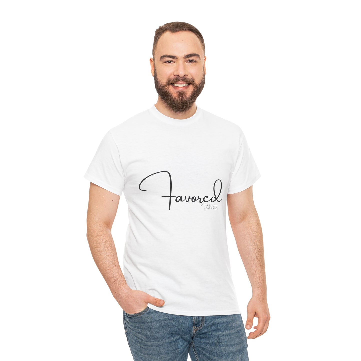 Favored - Psalm 5:12 Unisex Heavy Cotton Tee