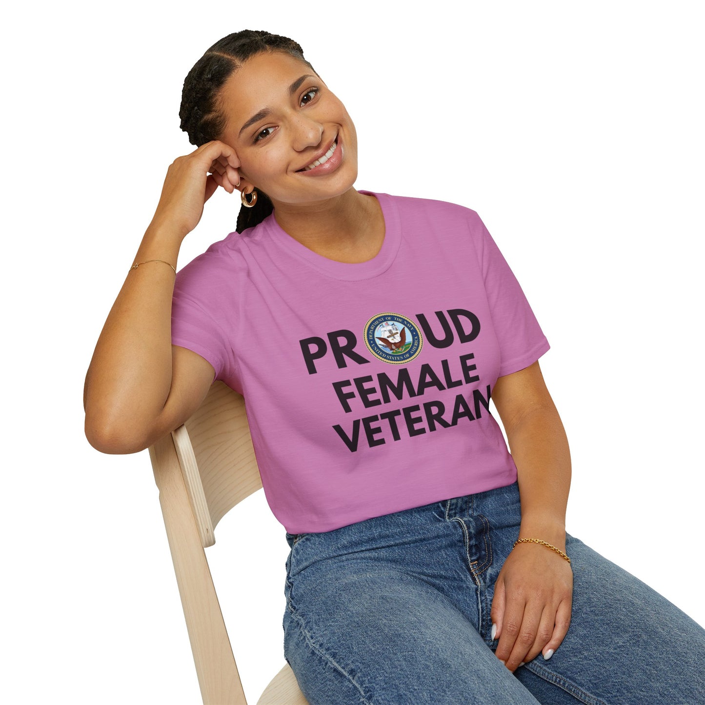 Navy Female Veteran - Unisex Softstyle T-Shirt