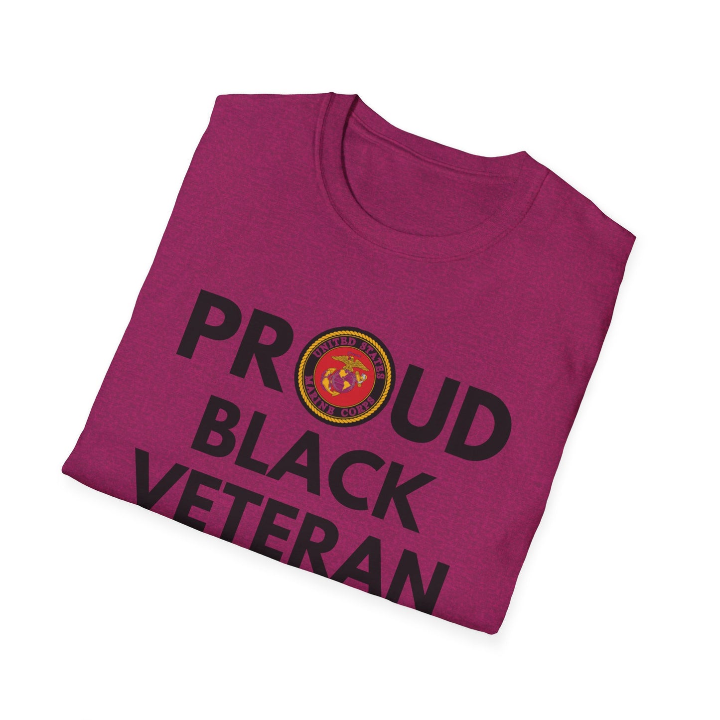 Marine Proud Black Veteran - Unisex Softstyle T-Shirt