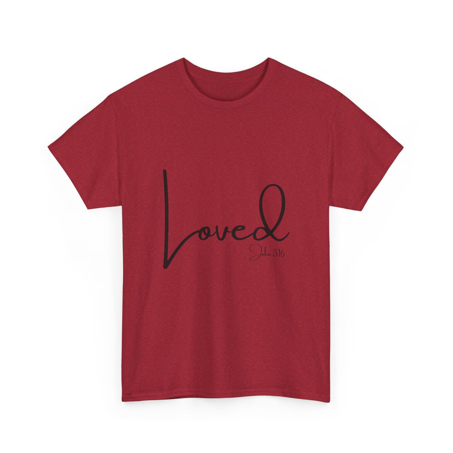 Loved - John 3:16 Unisex Heavy Cotton Tee - 'Loved' Scripture Shirt