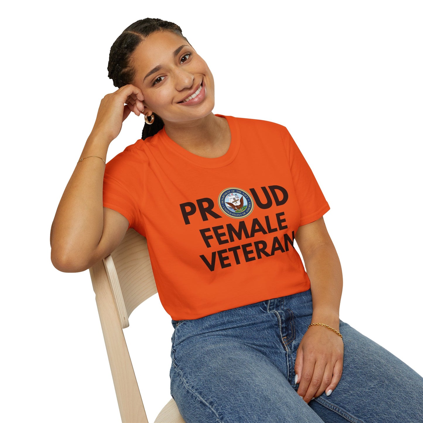 Navy Female Veteran - Unisex Softstyle T-Shirt