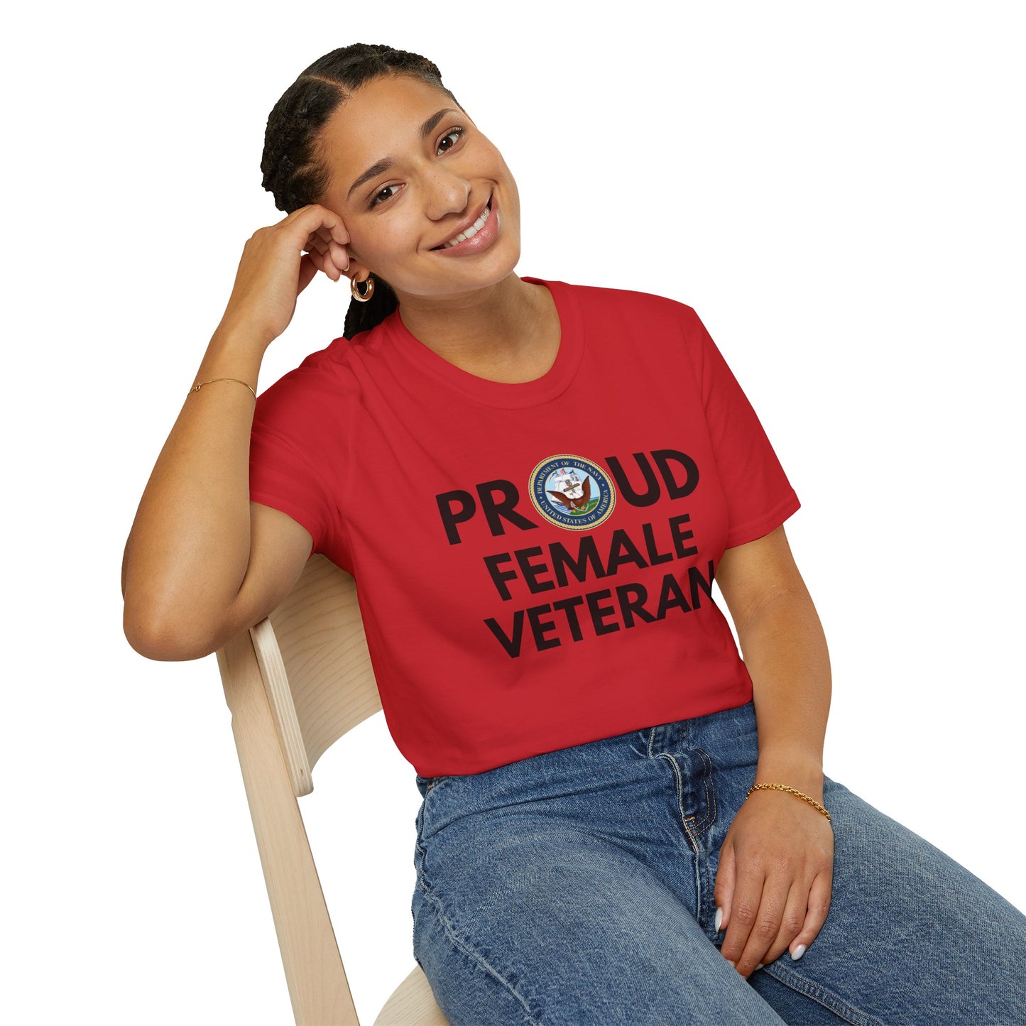 Navy Female Veteran - Unisex Softstyle T-Shirt
