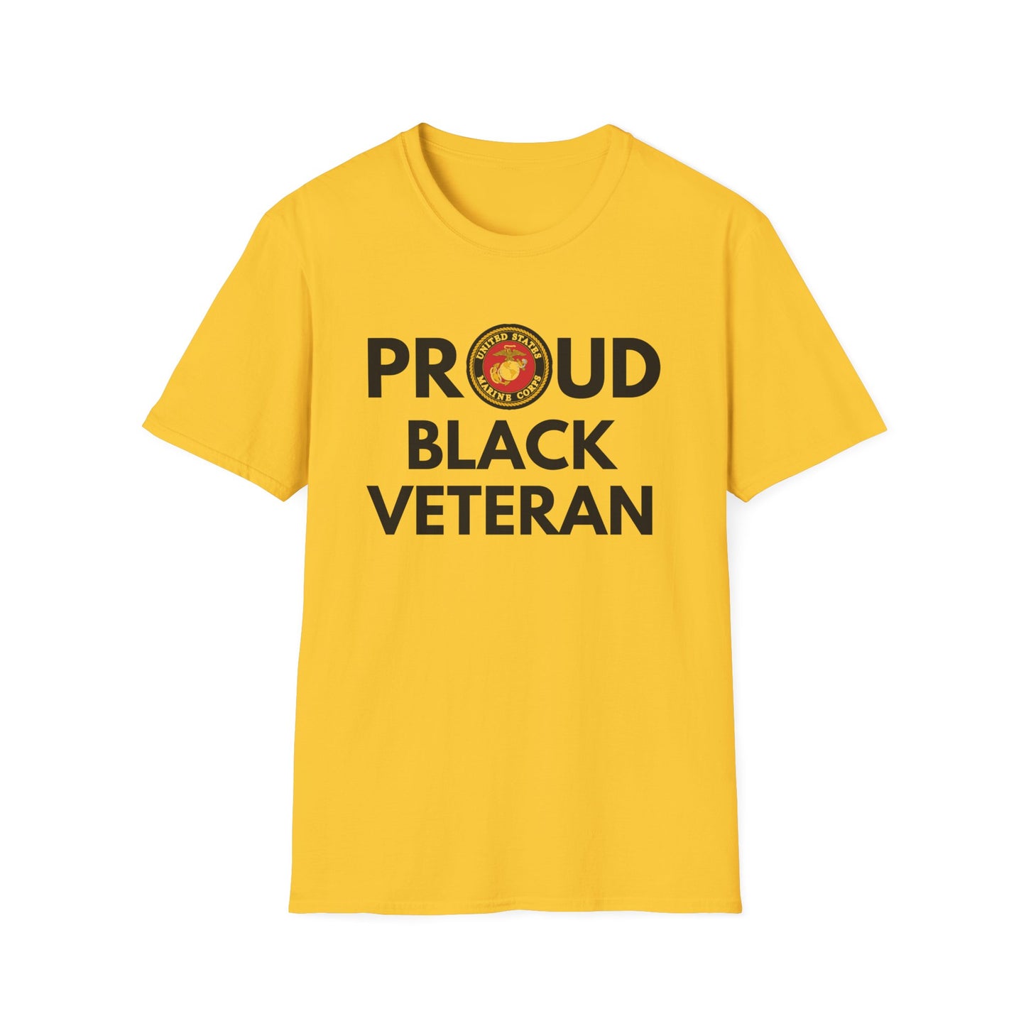 Marine Proud Black Veteran - Unisex Softstyle T-Shirt