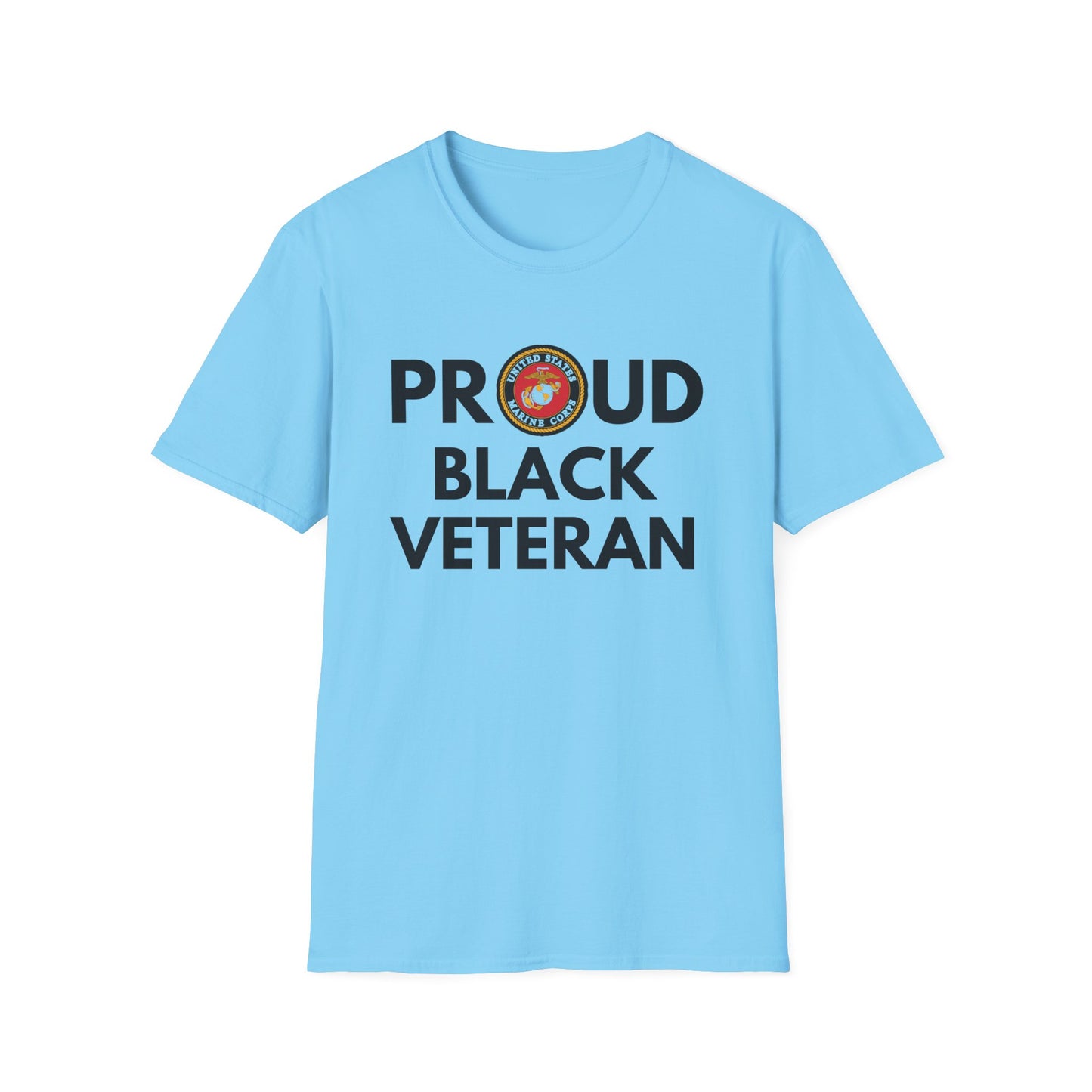 Marine Proud Black Veteran - Unisex Softstyle T-Shirt