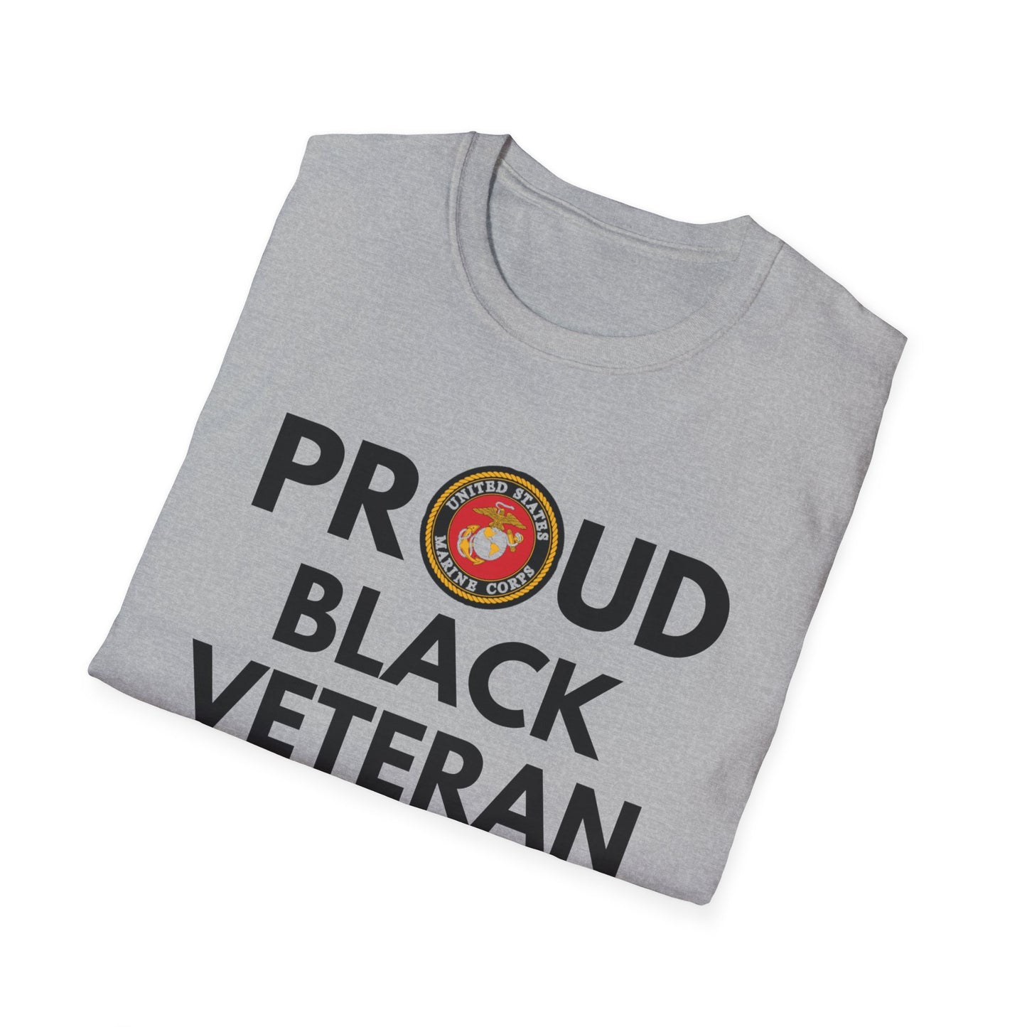 Marine Proud Black Veteran - Unisex Softstyle T-Shirt
