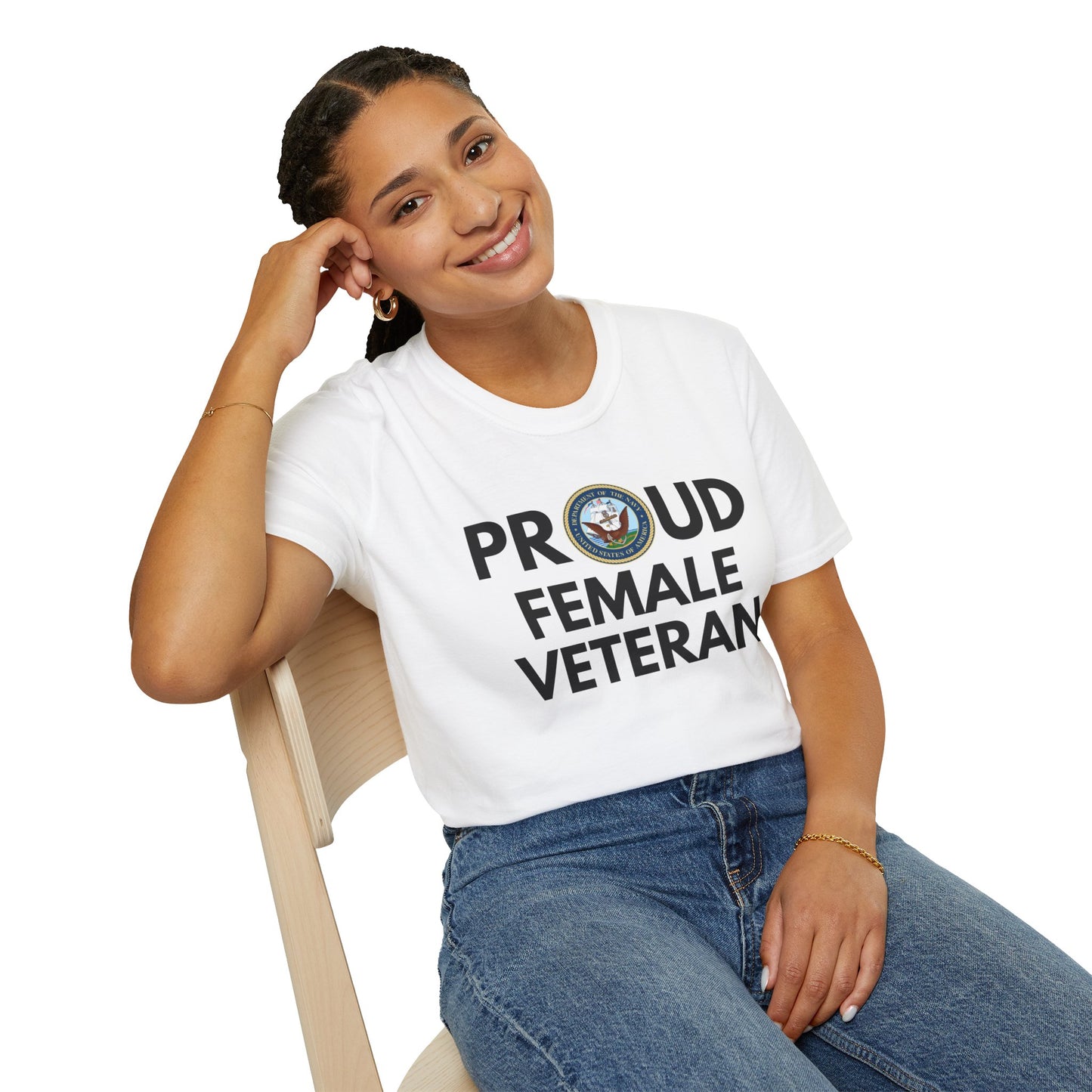 Navy Female Veteran - Unisex Softstyle T-Shirt