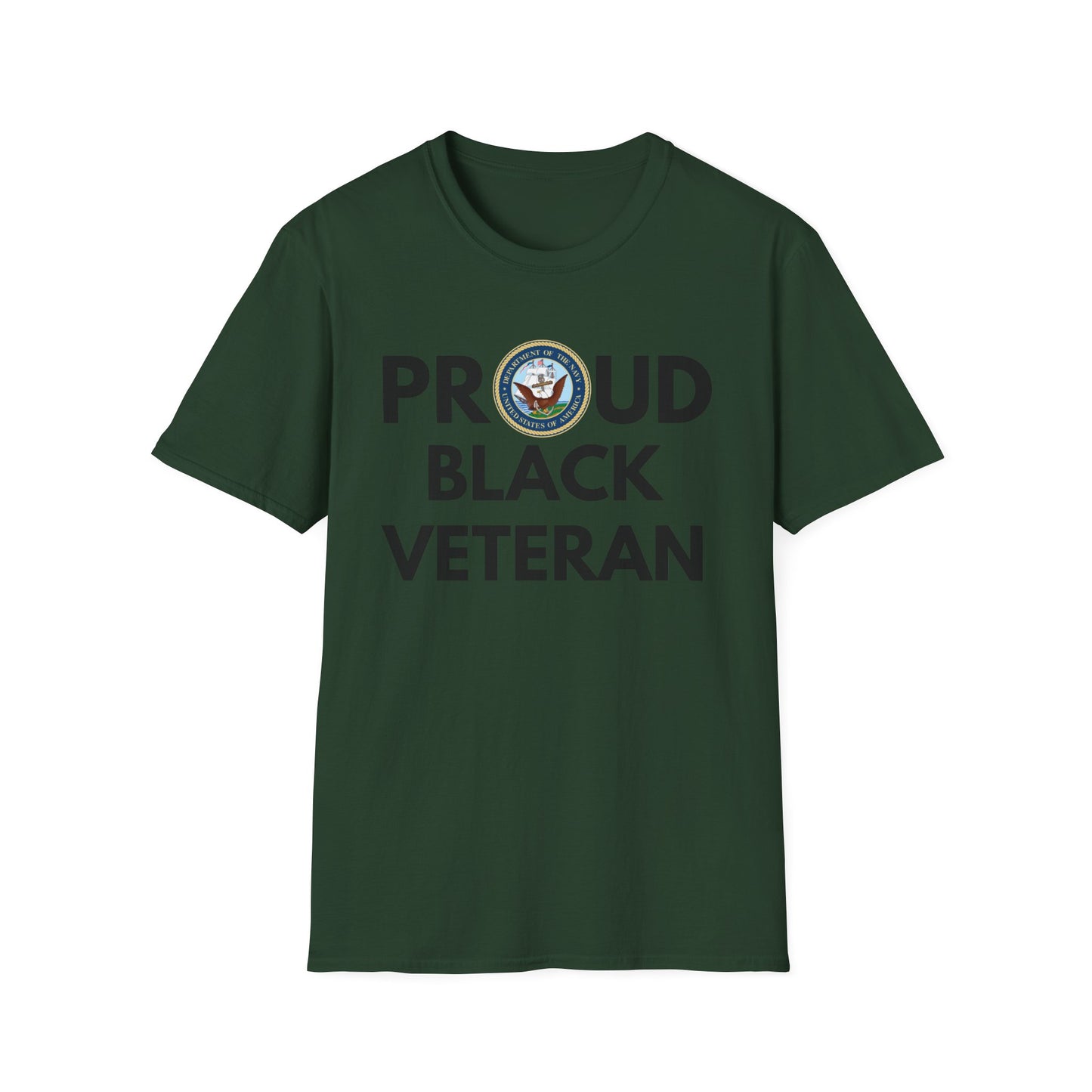 Navy Proud Black Veteran - Unisex Softstyle T-Shirt