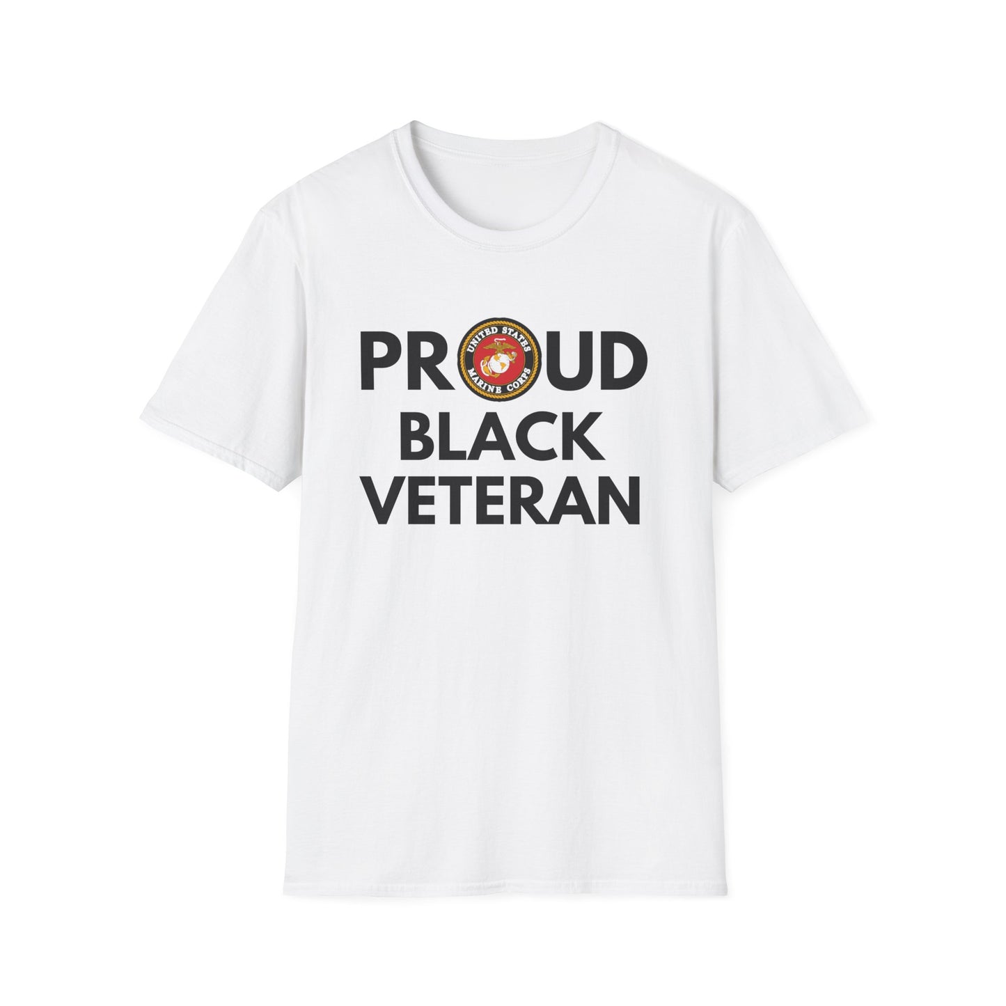 Marine Proud Black Veteran - Unisex Softstyle T-Shirt