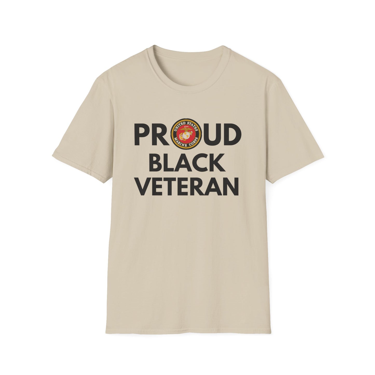 Marine Proud Black Veteran - Unisex Softstyle T-Shirt