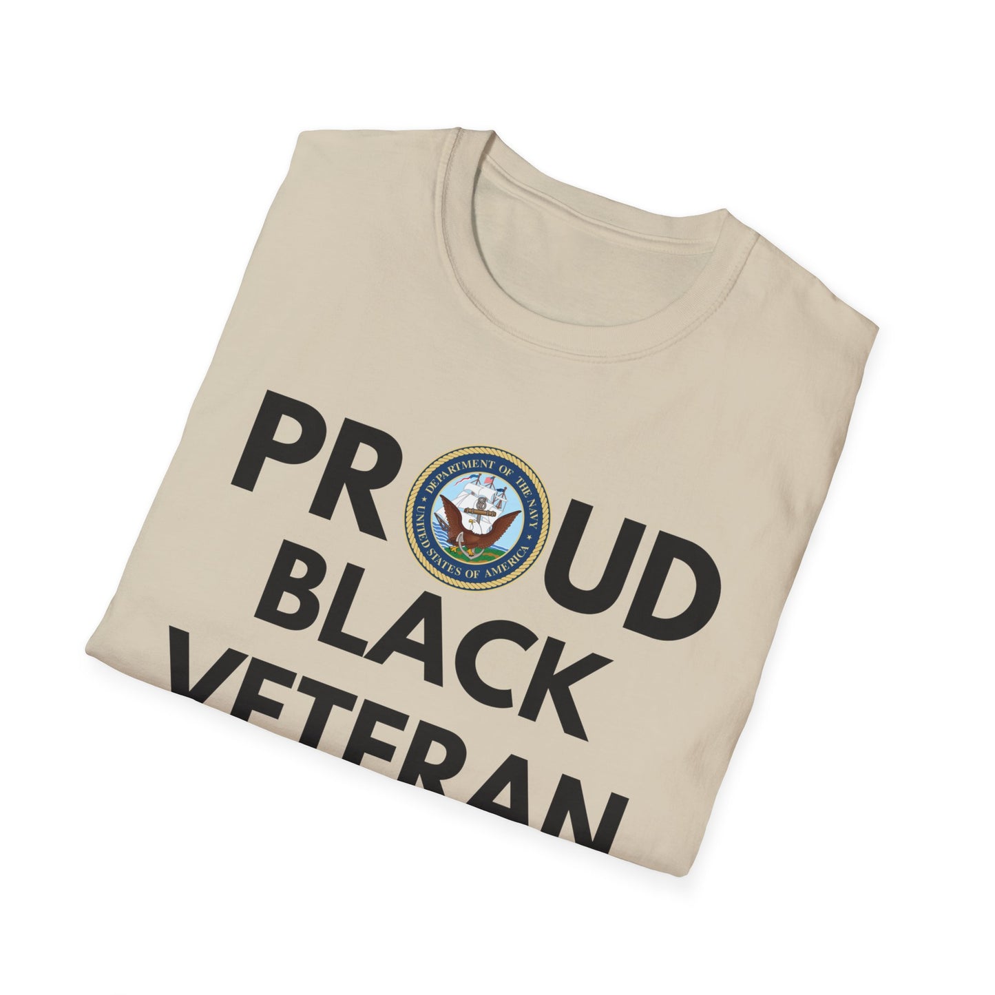 Navy Proud Black Veteran - Unisex Softstyle T-Shirt
