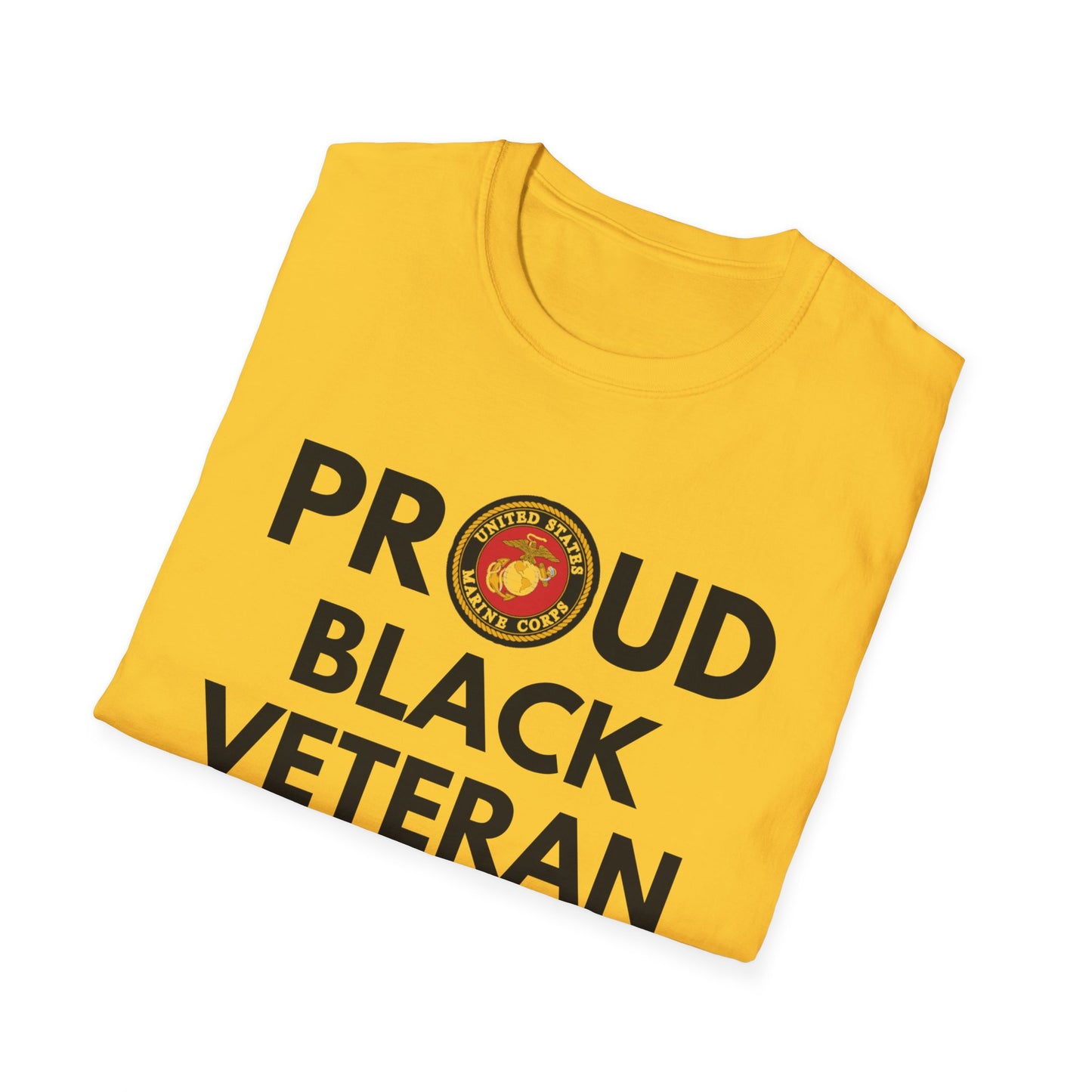 Marine Proud Black Veteran - Unisex Softstyle T-Shirt