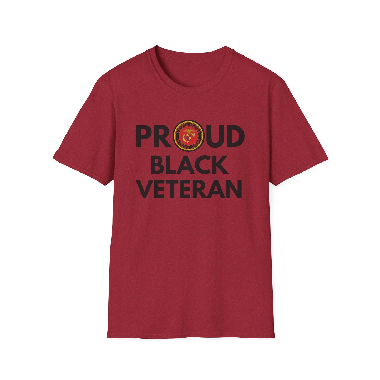 Marine Proud Black Veteran - Unisex Softstyle T-Shirt