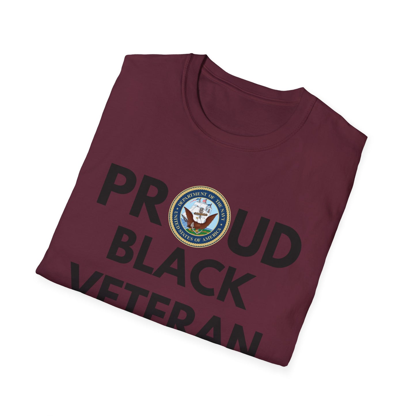 Navy Proud Black Veteran - Unisex Softstyle T-Shirt