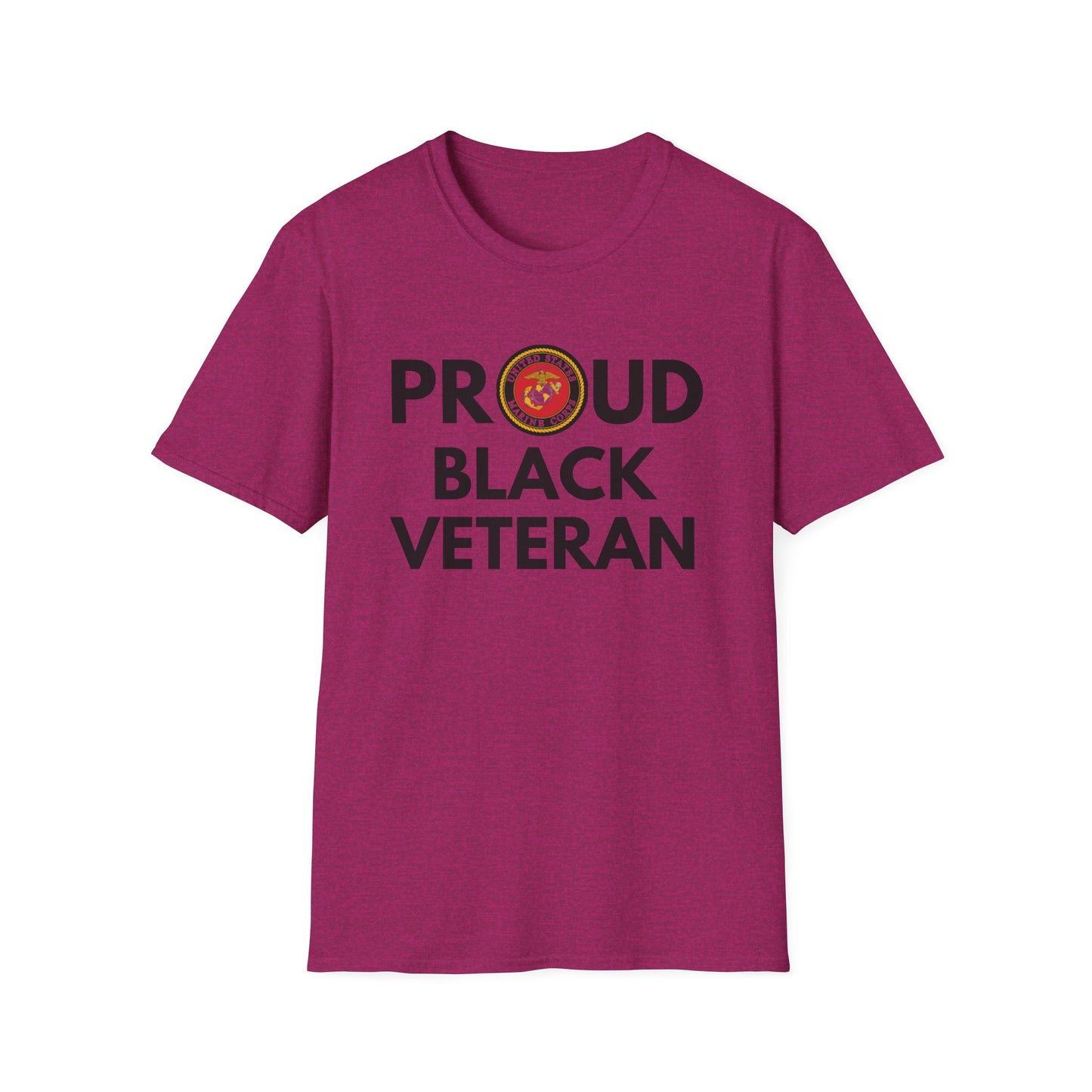 Marine Proud Black Veteran - Unisex Softstyle T-Shirt