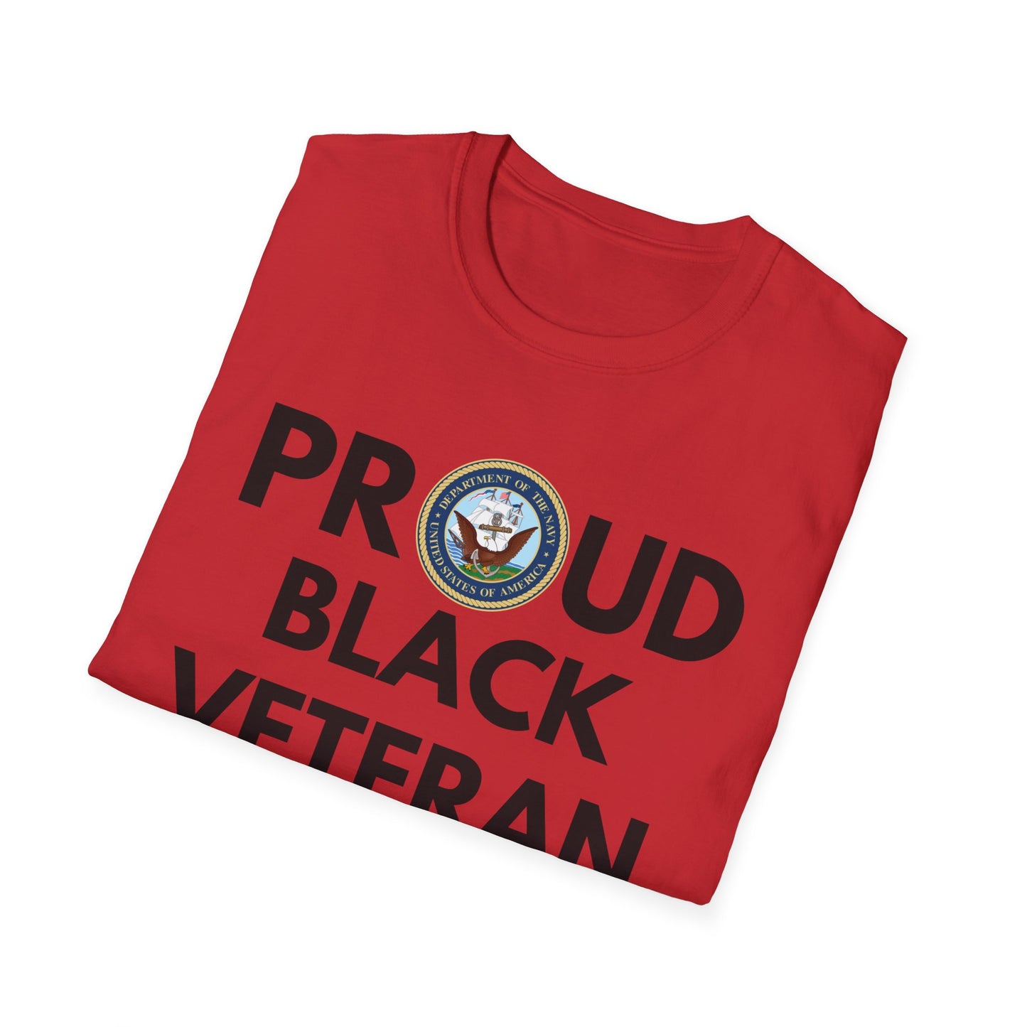 Navy Proud Black Veteran - Unisex Softstyle T-Shirt