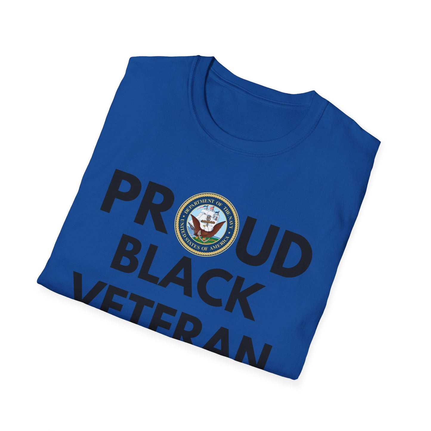 Navy Proud Black Veteran - Unisex Softstyle T-Shirt