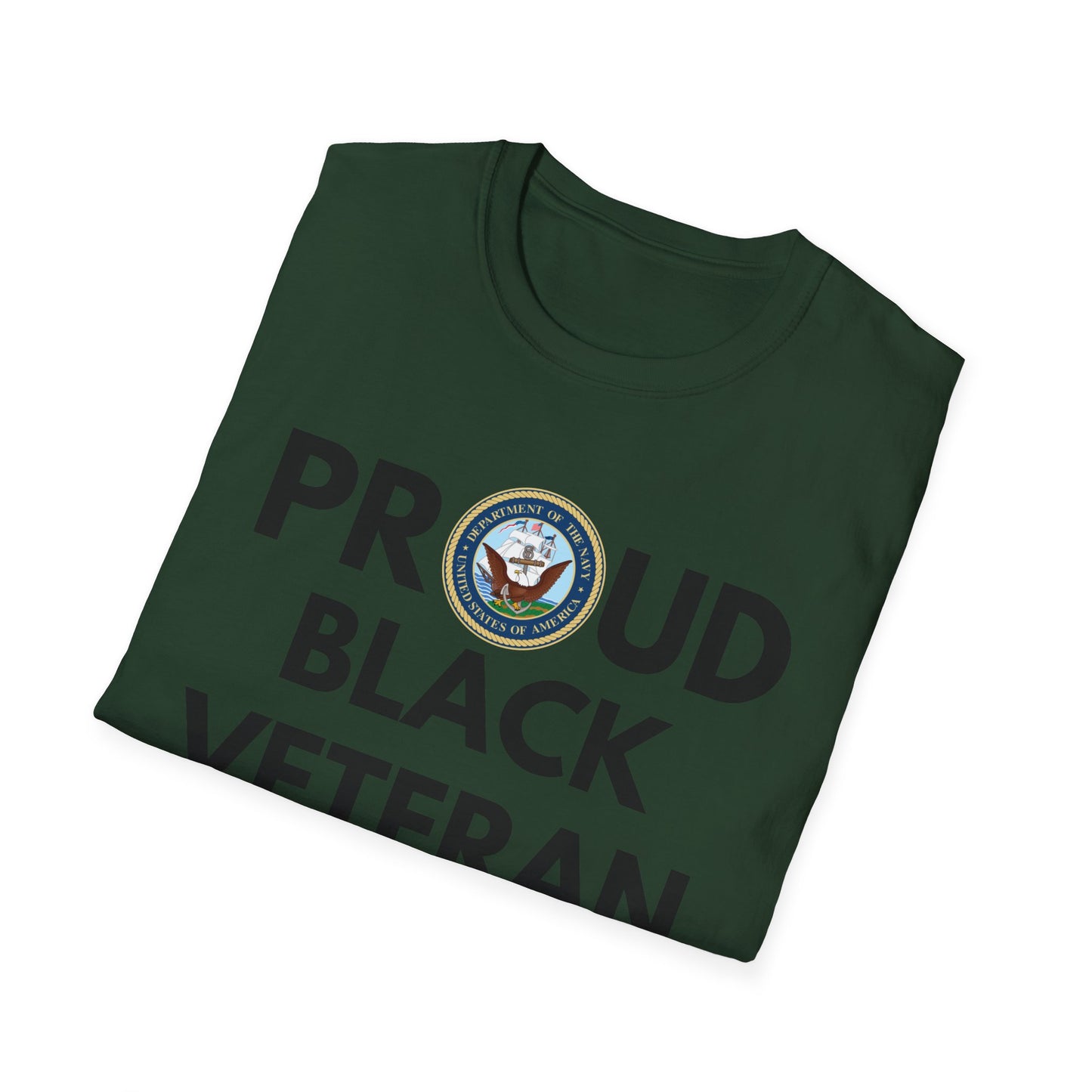 Navy Proud Black Veteran - Unisex Softstyle T-Shirt