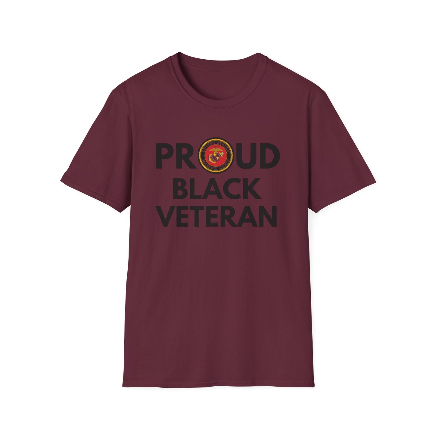 Marine Proud Black Veteran - Unisex Softstyle T-Shirt