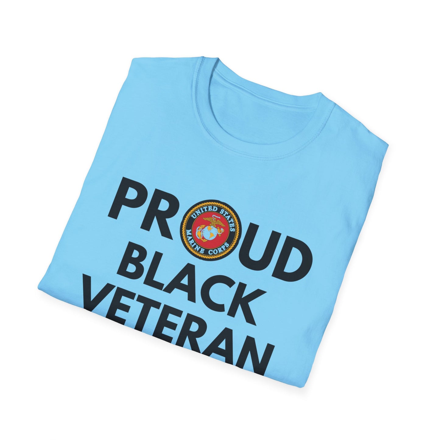 Marine Proud Black Veteran - Unisex Softstyle T-Shirt