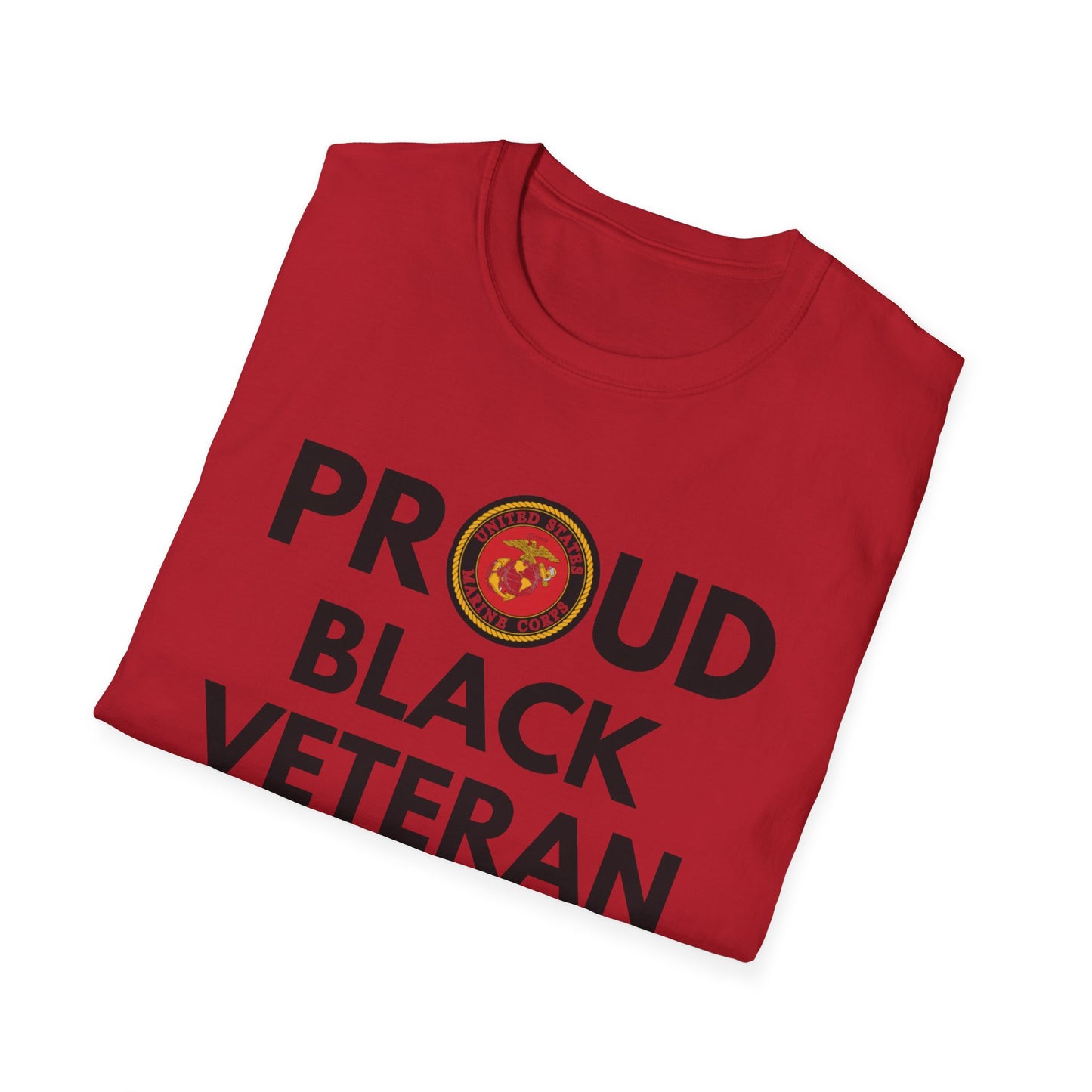 Marine Proud Black Veteran - Unisex Softstyle T-Shirt