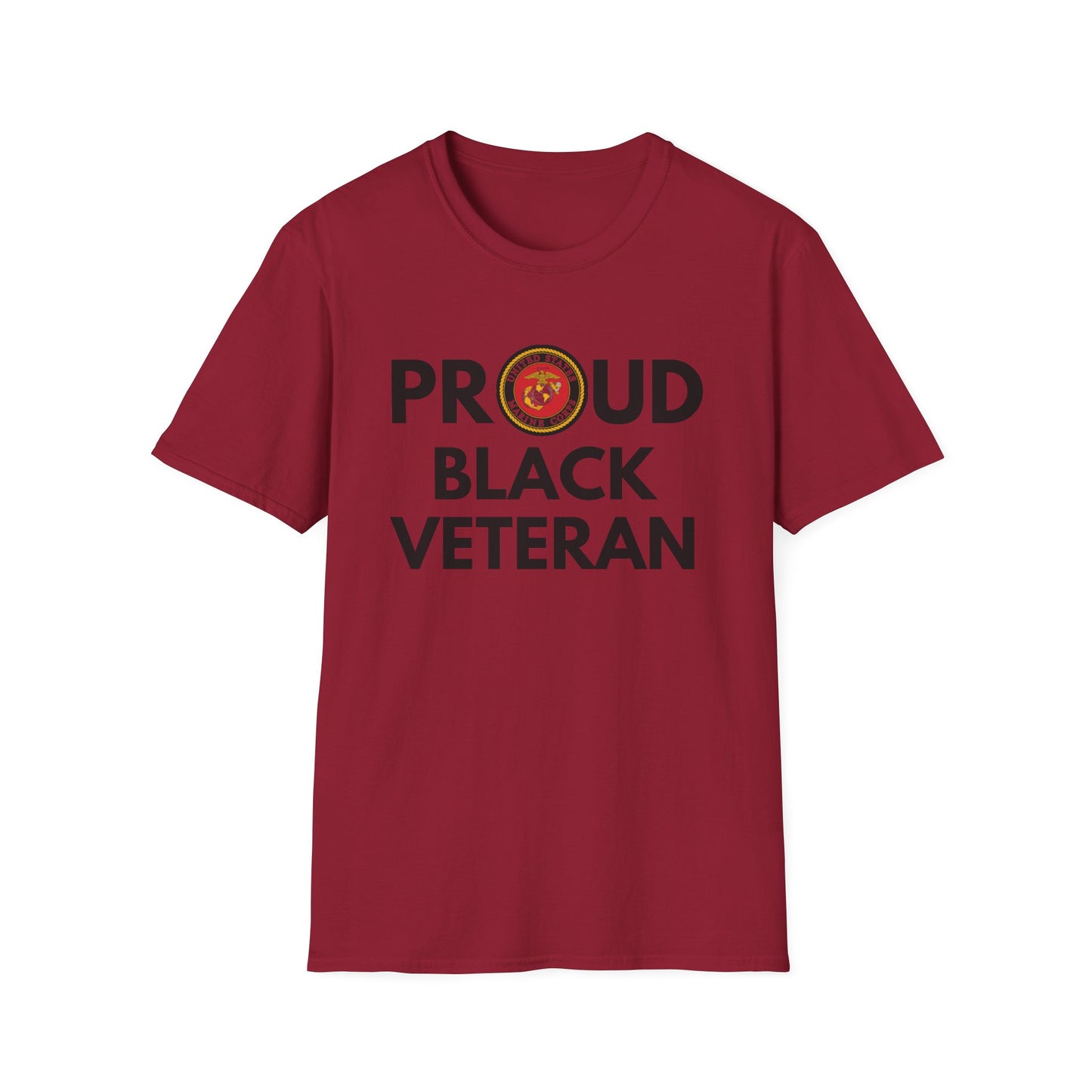 Marine Proud Black Veteran - Unisex Softstyle T-Shirt