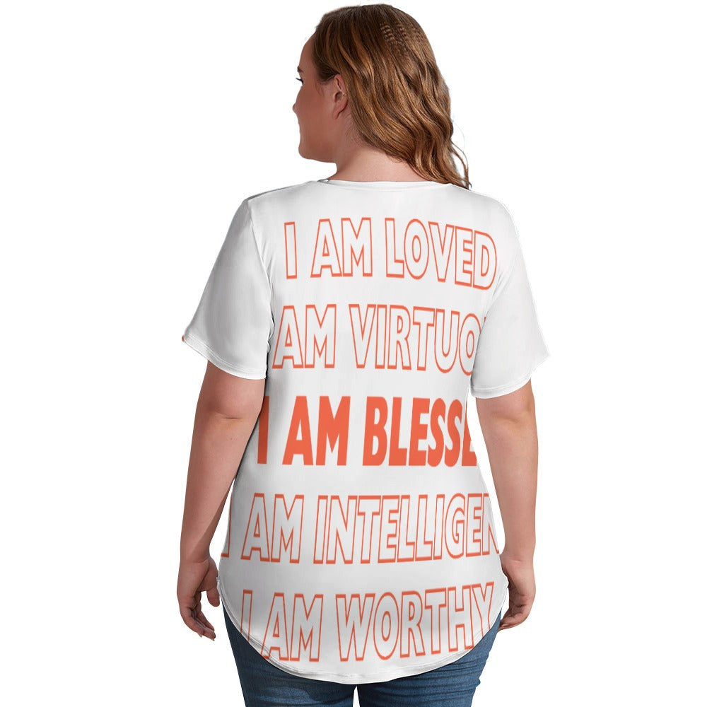 I Am - Ladies V-Neck Loose Short Sleeve T-Shirt
