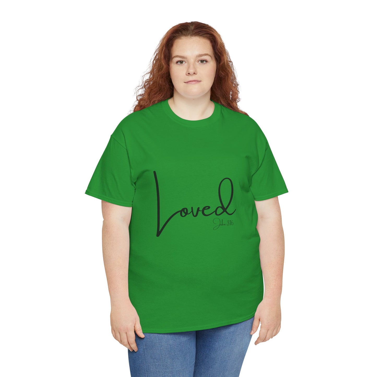Loved - John 3:16 Unisex Heavy Cotton Tee - 'Loved' Scripture Shirt