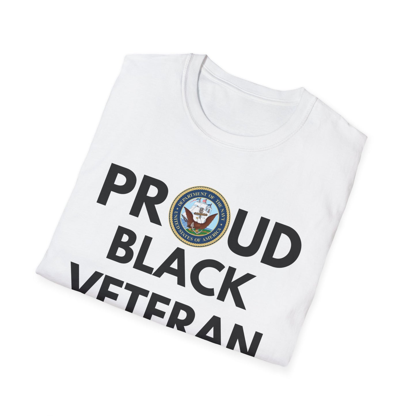 Navy Proud Black Veteran - Unisex Softstyle T-Shirt