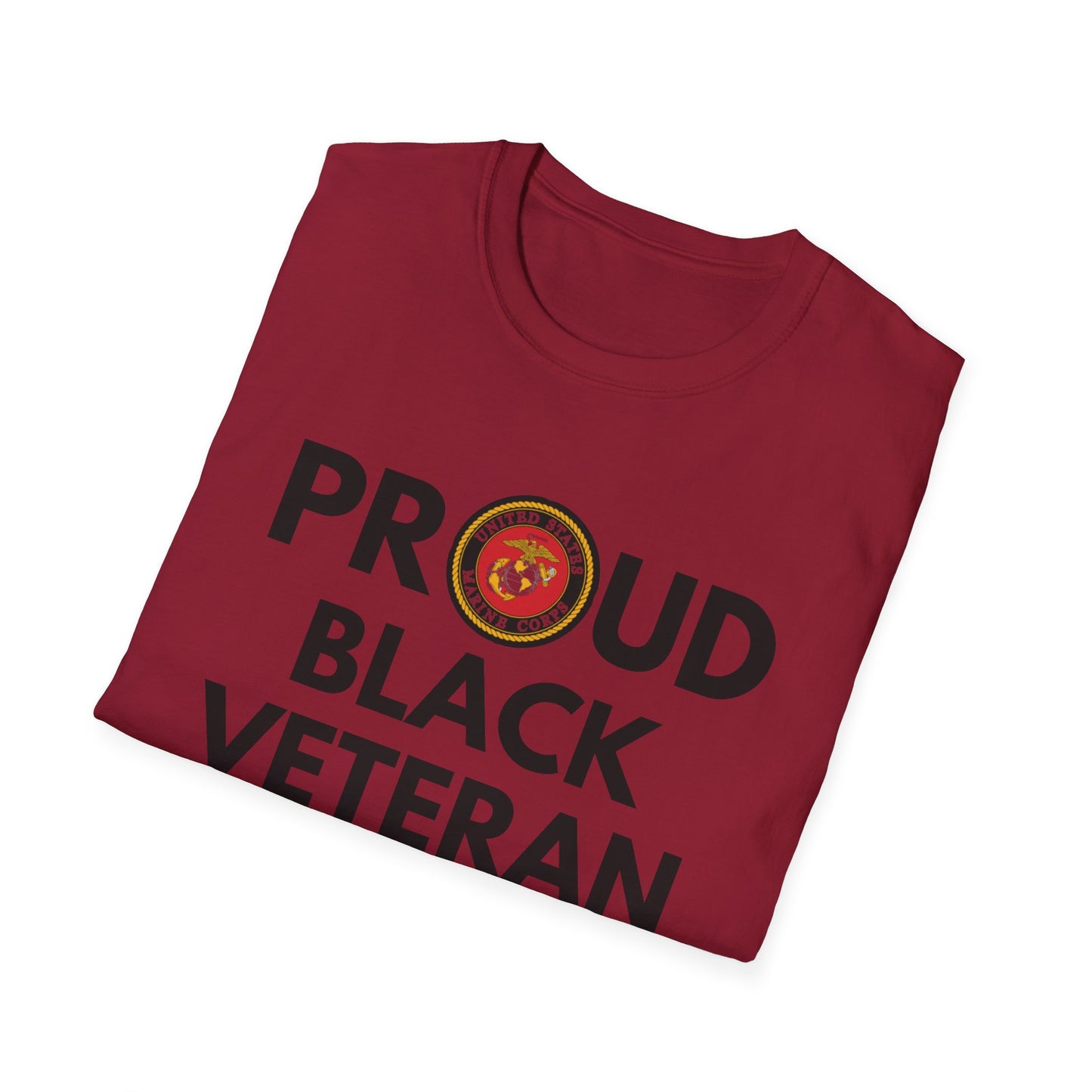 Marine Proud Black Veteran - Unisex Softstyle T-Shirt