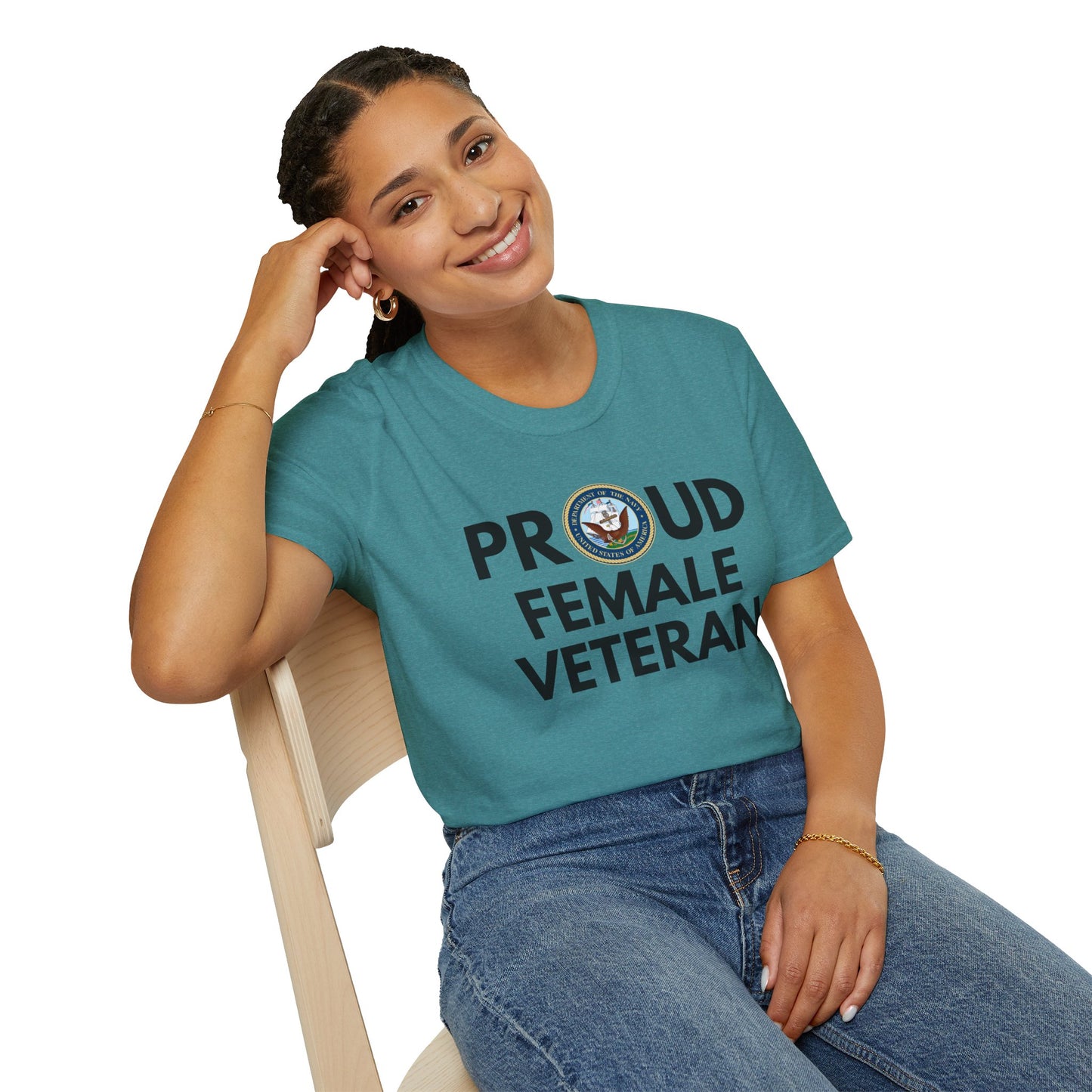 Navy Female Veteran - Unisex Softstyle T-Shirt