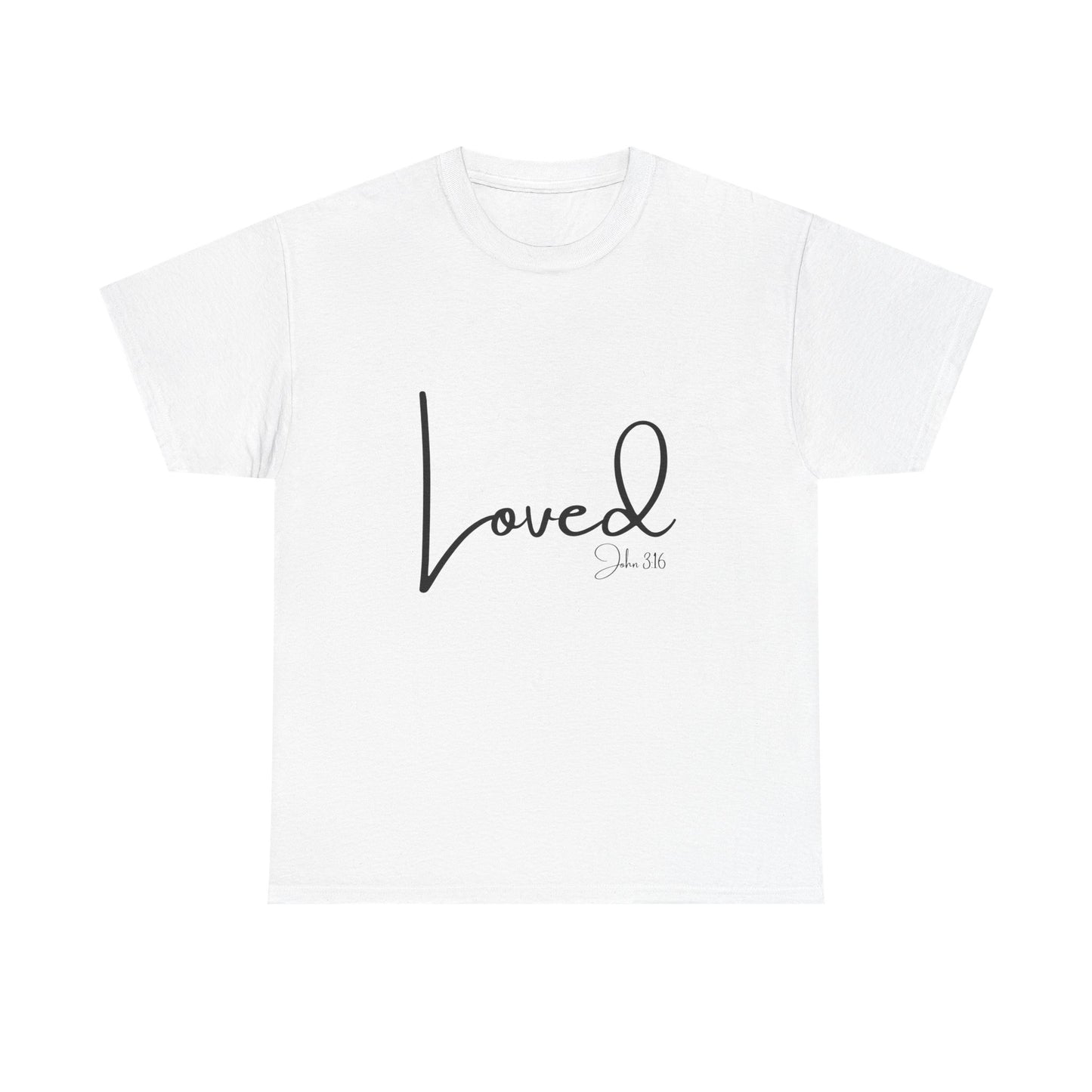 Loved - John 3:16 Unisex Heavy Cotton Tee - 'Loved' Scripture Shirt