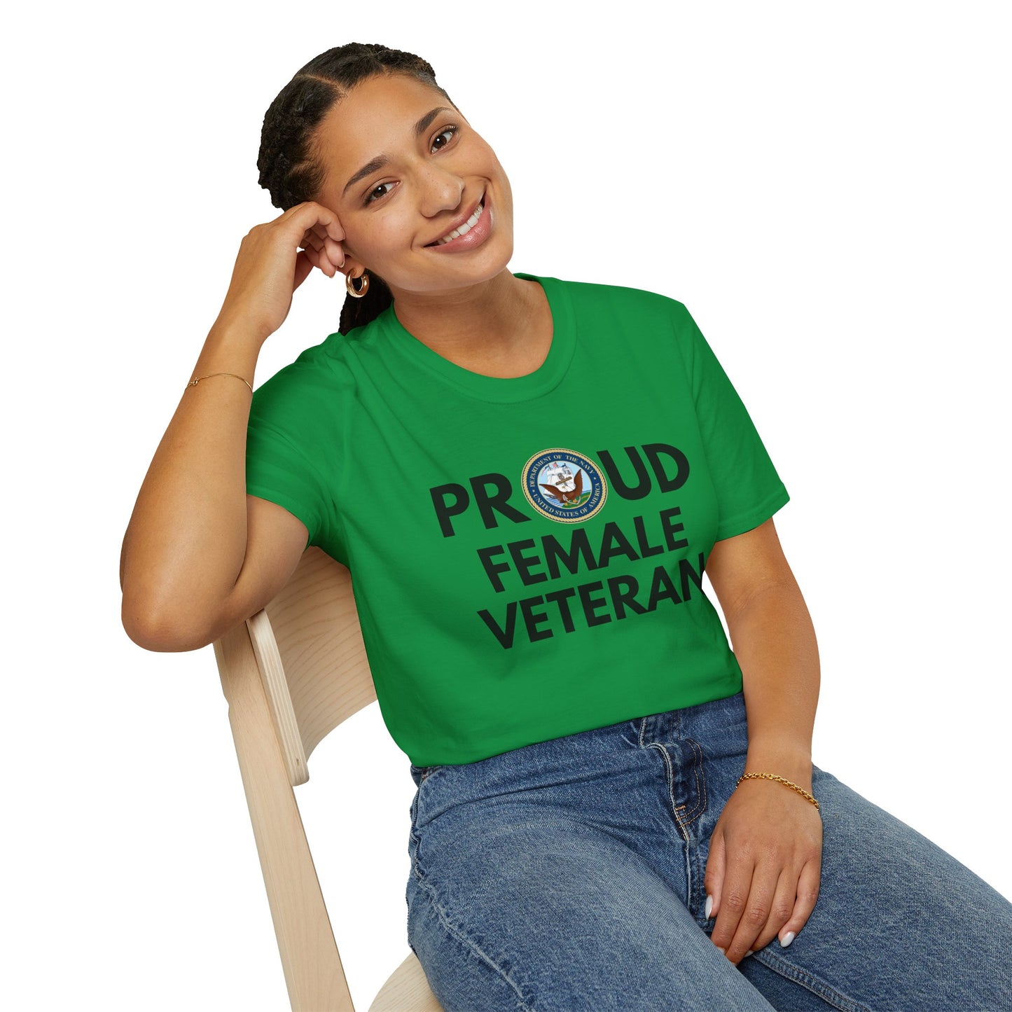 Navy Female Veteran - Unisex Softstyle T-Shirt