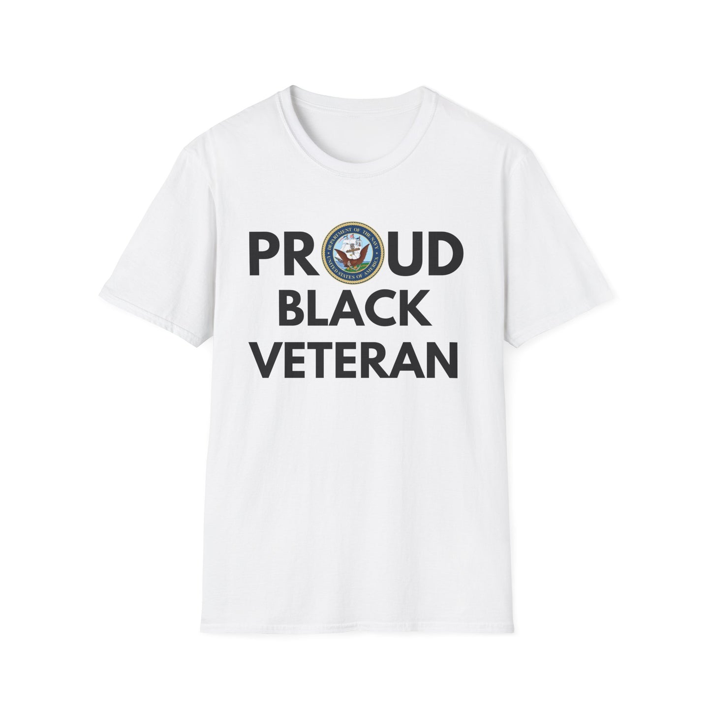 Navy Proud Black Veteran - Unisex Softstyle T-Shirt