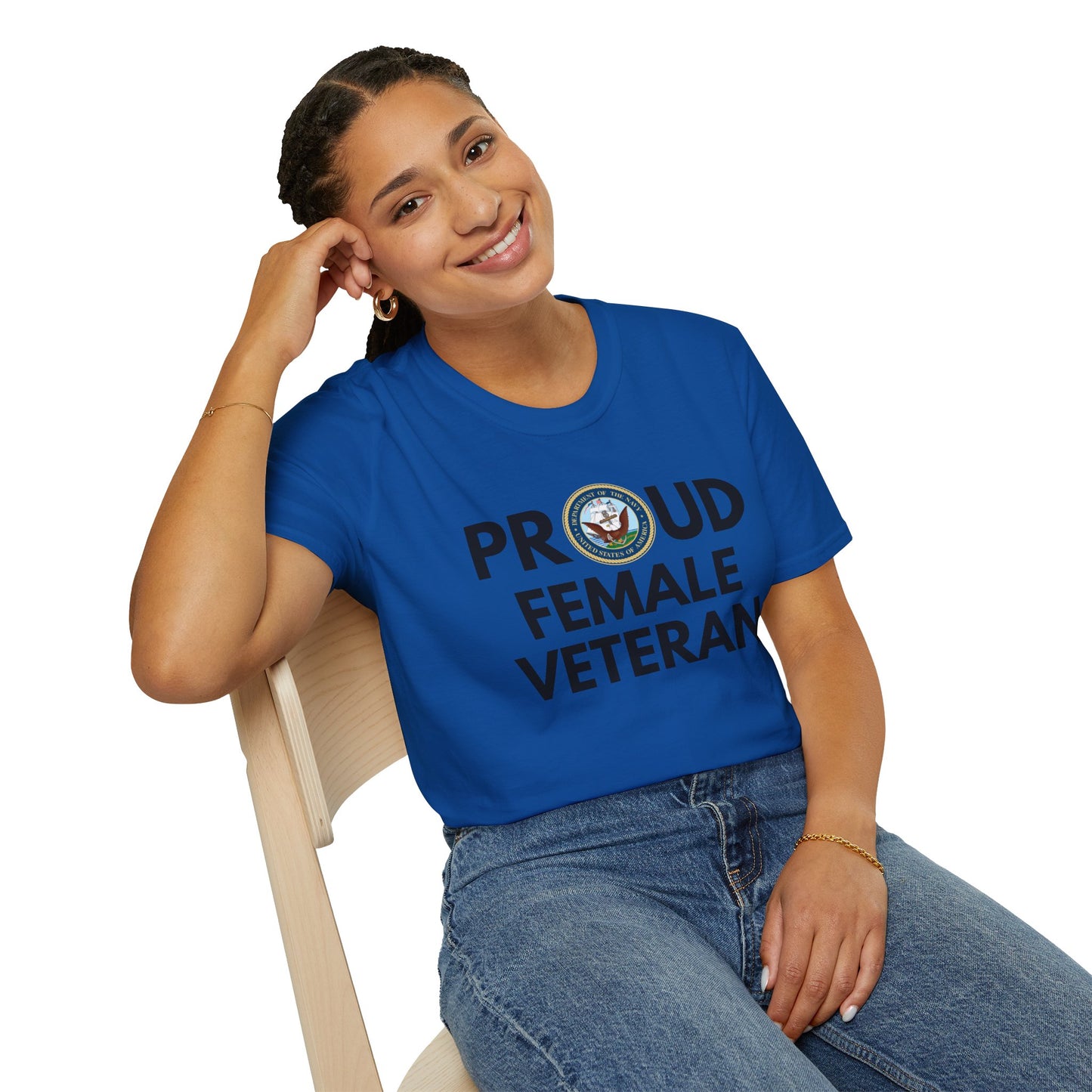 Navy Female Veteran - Unisex Softstyle T-Shirt