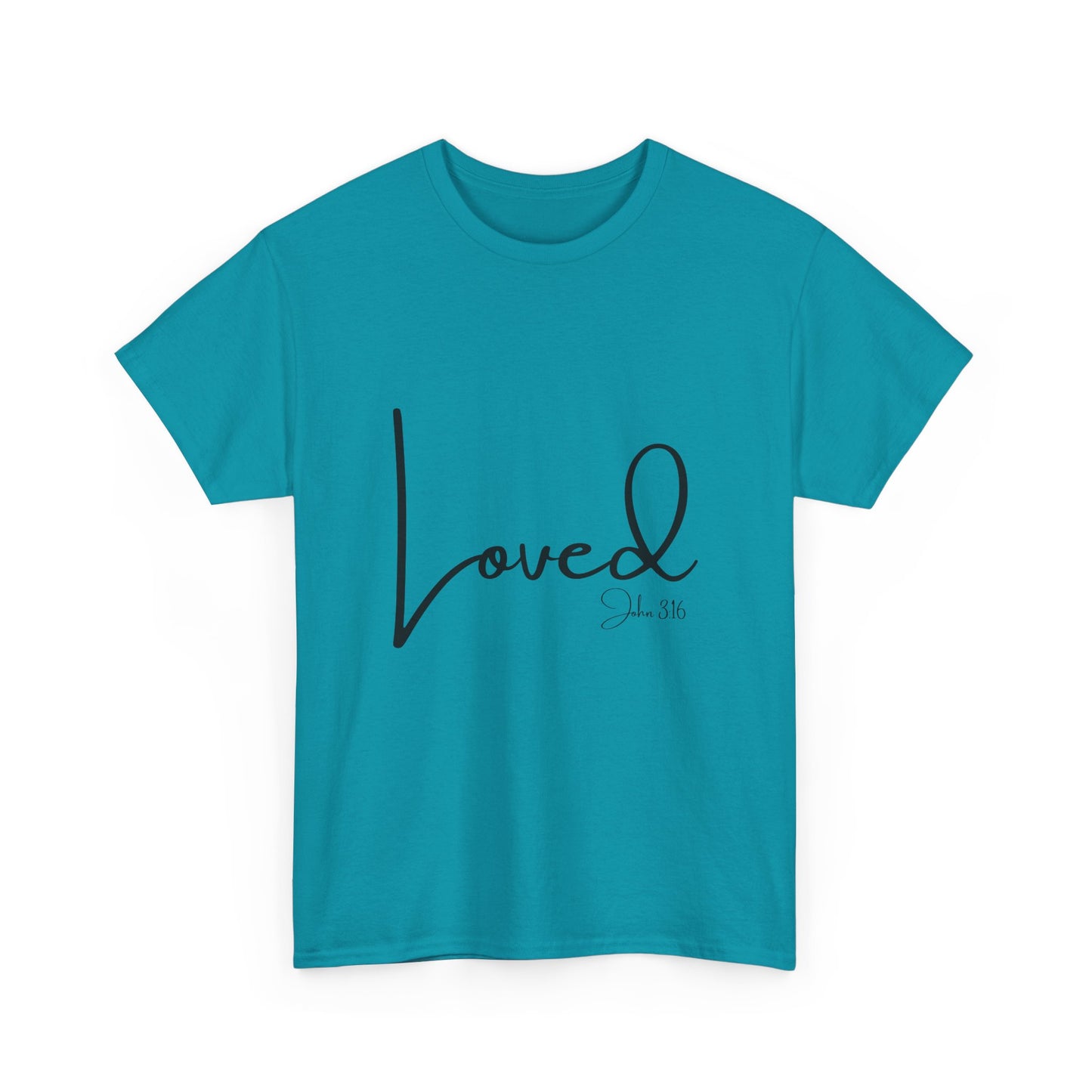 Loved - John 3:16 Unisex Heavy Cotton Tee - 'Loved' Scripture Shirt