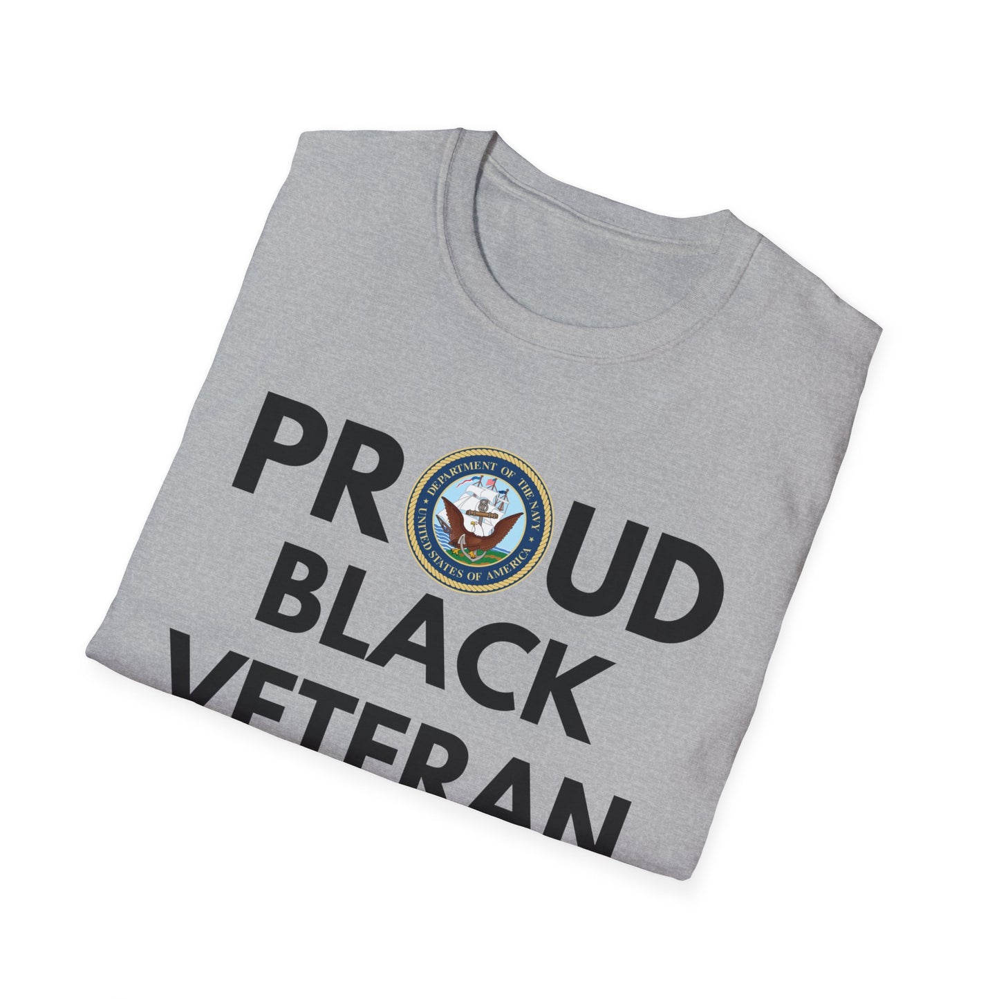 Navy Proud Black Veteran - Unisex Softstyle T-Shirt
