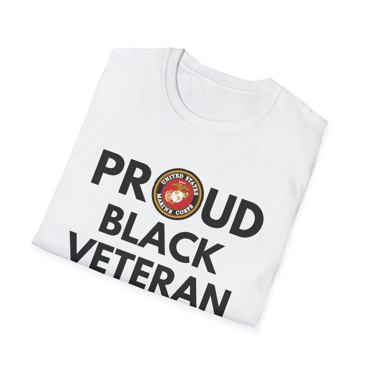 Marine Proud Black Veteran - Unisex Softstyle T-Shirt