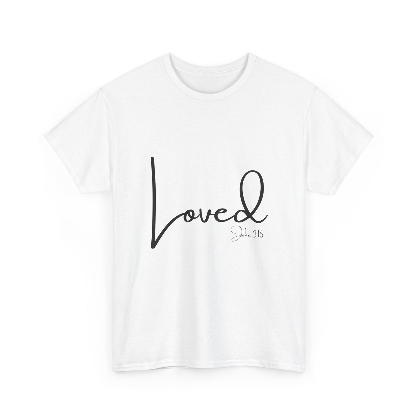 Loved - John 3:16 Unisex Heavy Cotton Tee - 'Loved' Scripture Shirt