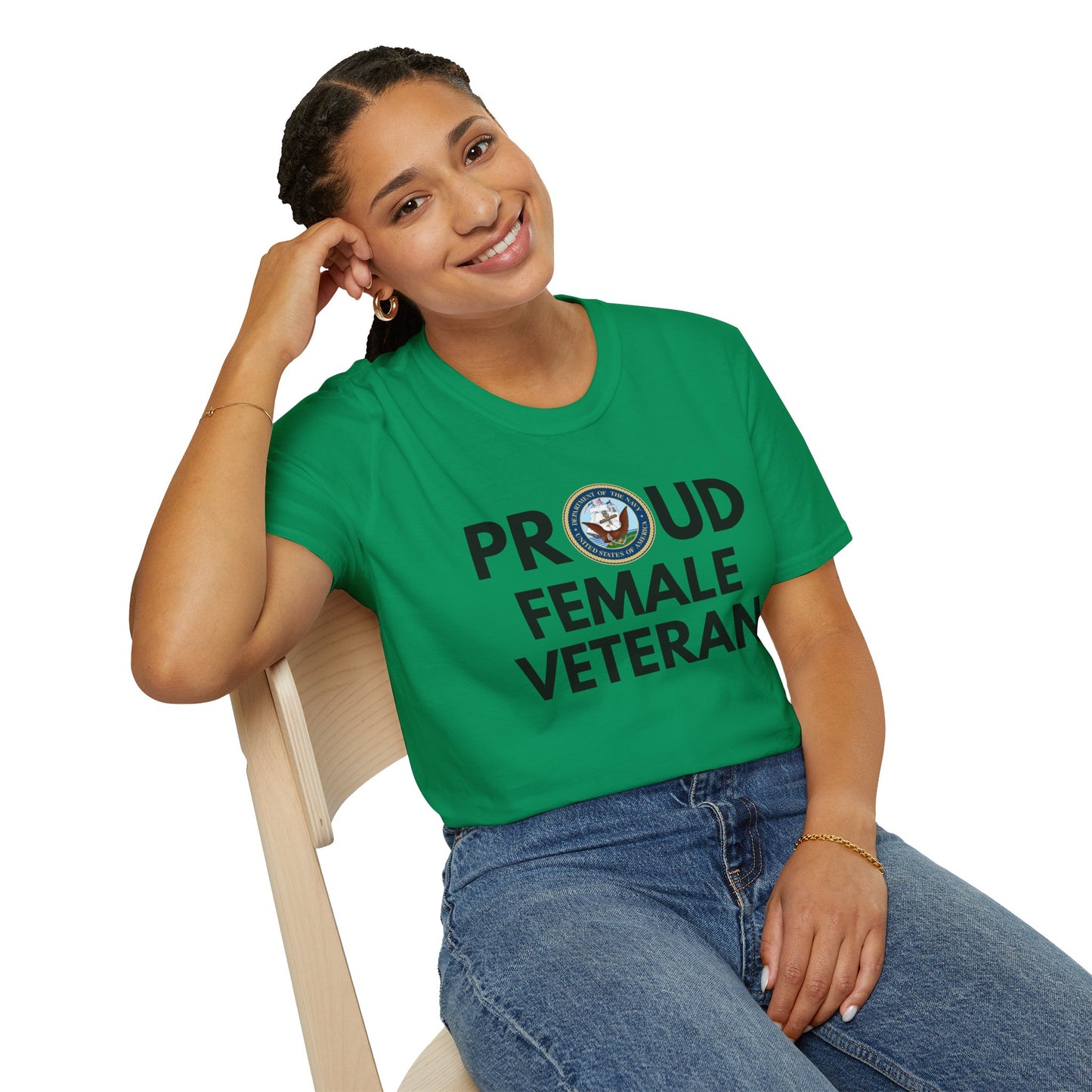 Navy Female Veteran - Unisex Softstyle T-Shirt