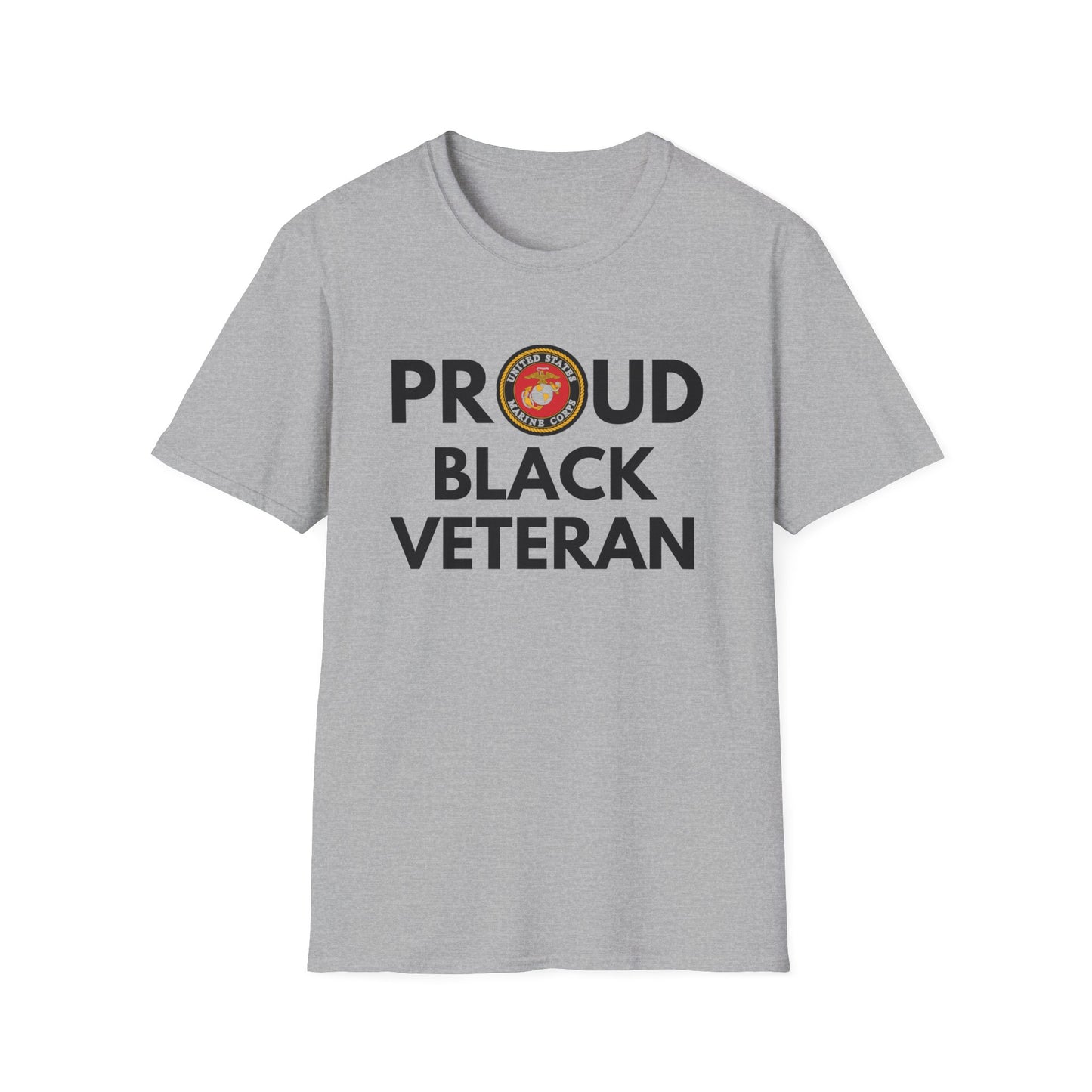 Marine Proud Black Veteran - Unisex Softstyle T-Shirt