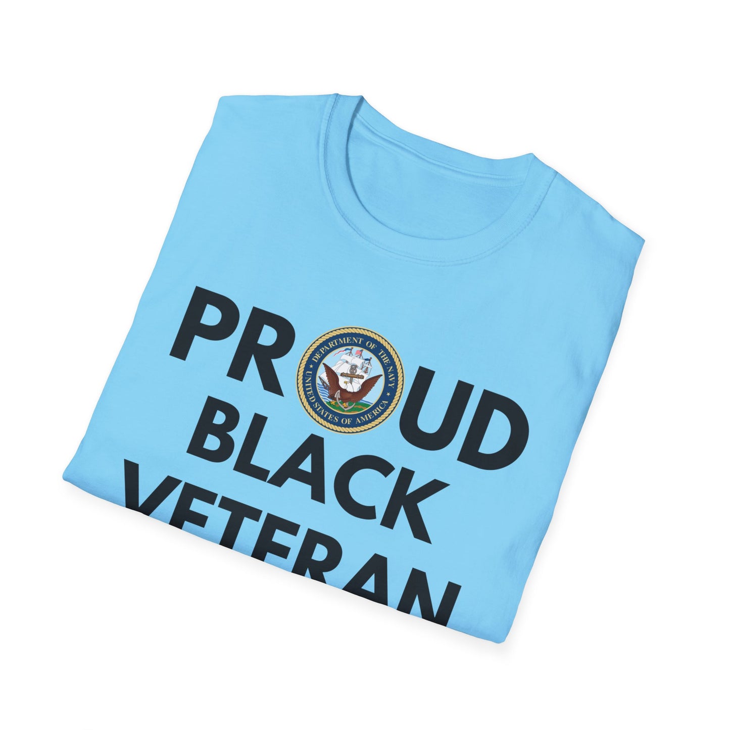 Navy Proud Black Veteran - Unisex Softstyle T-Shirt