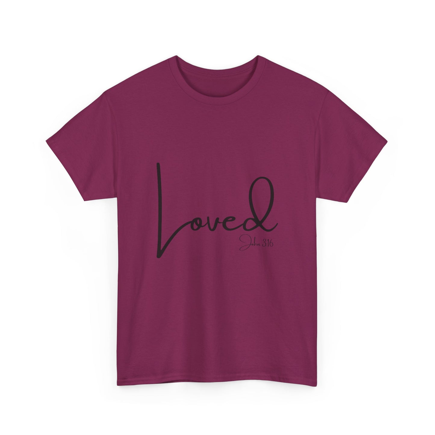 Loved - John 3:16 Unisex Heavy Cotton Tee - 'Loved' Scripture Shirt