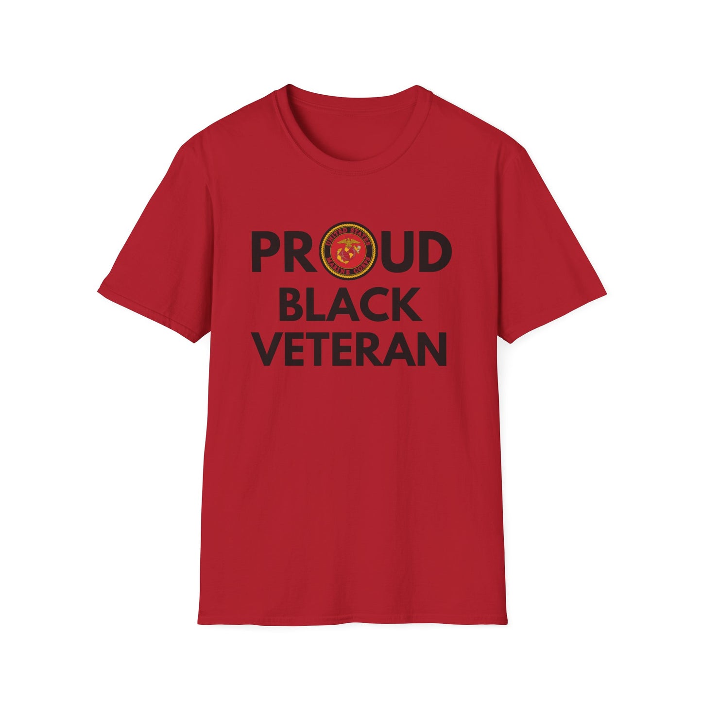 Marine Proud Black Veteran - Unisex Softstyle T-Shirt