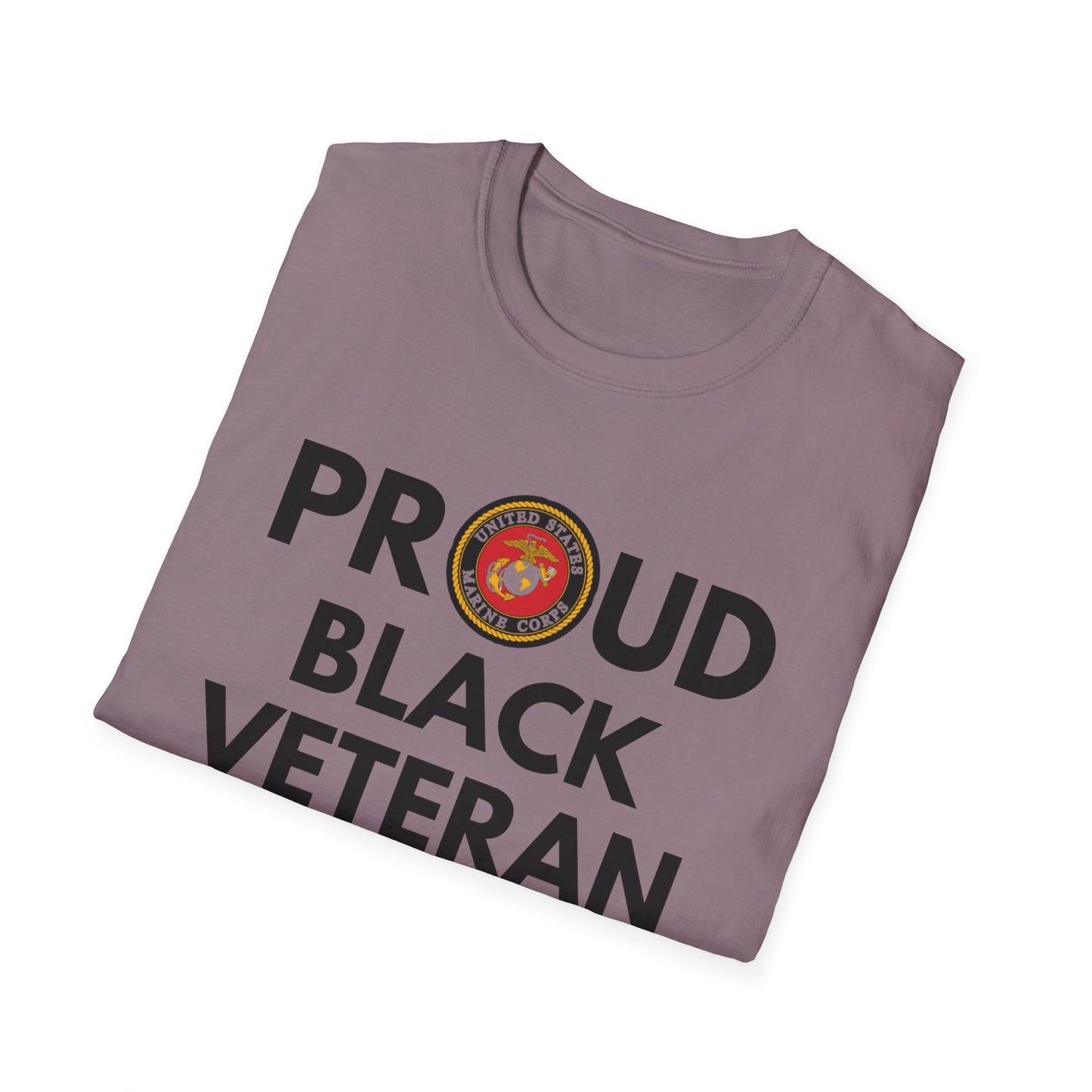 Marine Proud Black Veteran - Unisex Softstyle T-Shirt